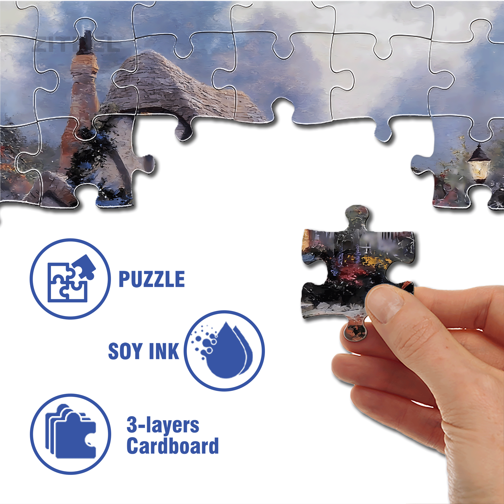 Featuring A Cozy Cabin 500pcs/1000pcs Jigsaw Puzzle, Scratch-Resistant, Interactive Family Game & Brain-Boosting DIY Decor, Perfect for Halloween, Christmas & New Year Gifts, Family Puzzle Game