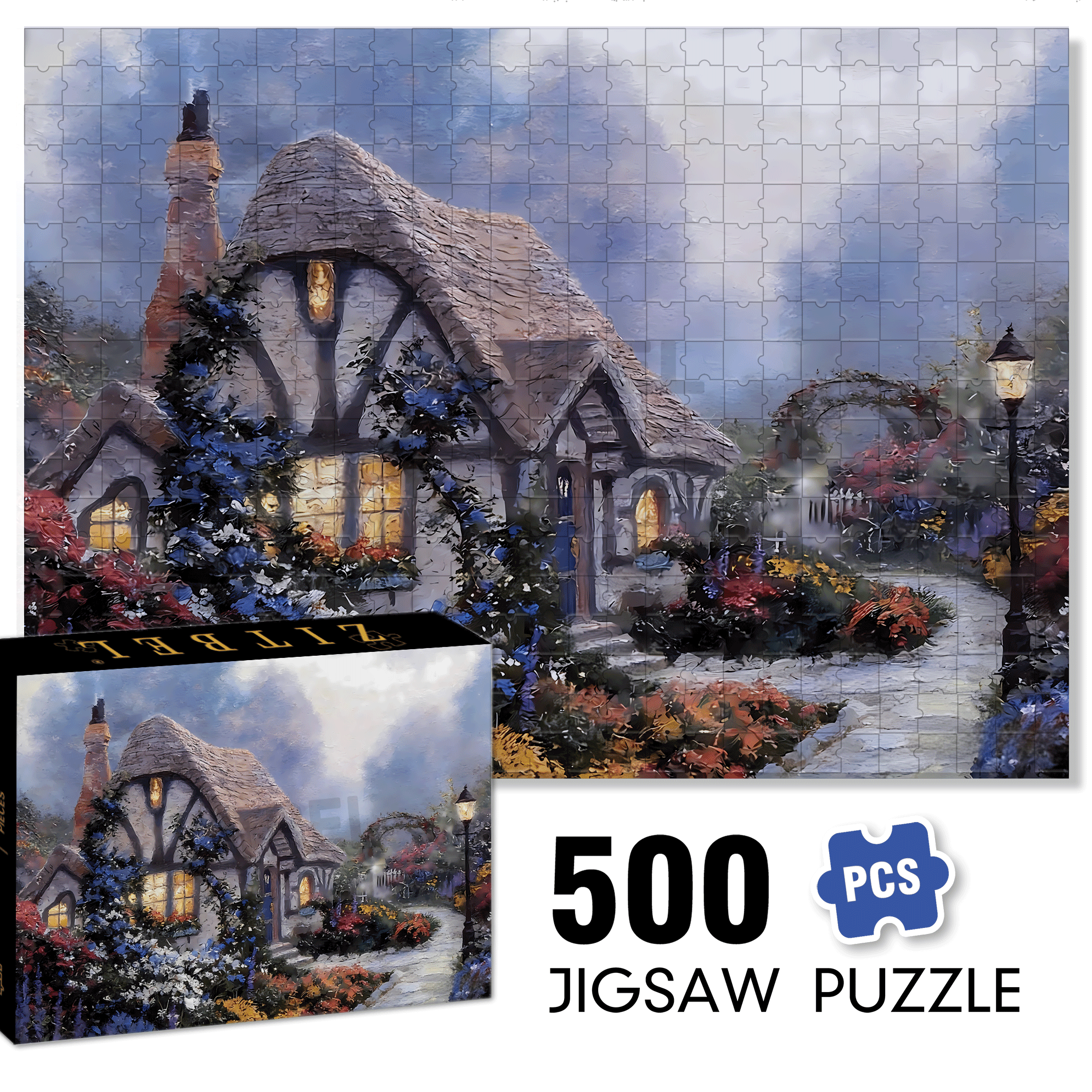 Featuring A Cozy Cabin 500pcs/1000pcs Jigsaw Puzzle, Scratch-Resistant, Interactive Family Game & Brain-Boosting DIY Decor, Perfect for Halloween, Christmas & New Year Gifts, Family Puzzle Game