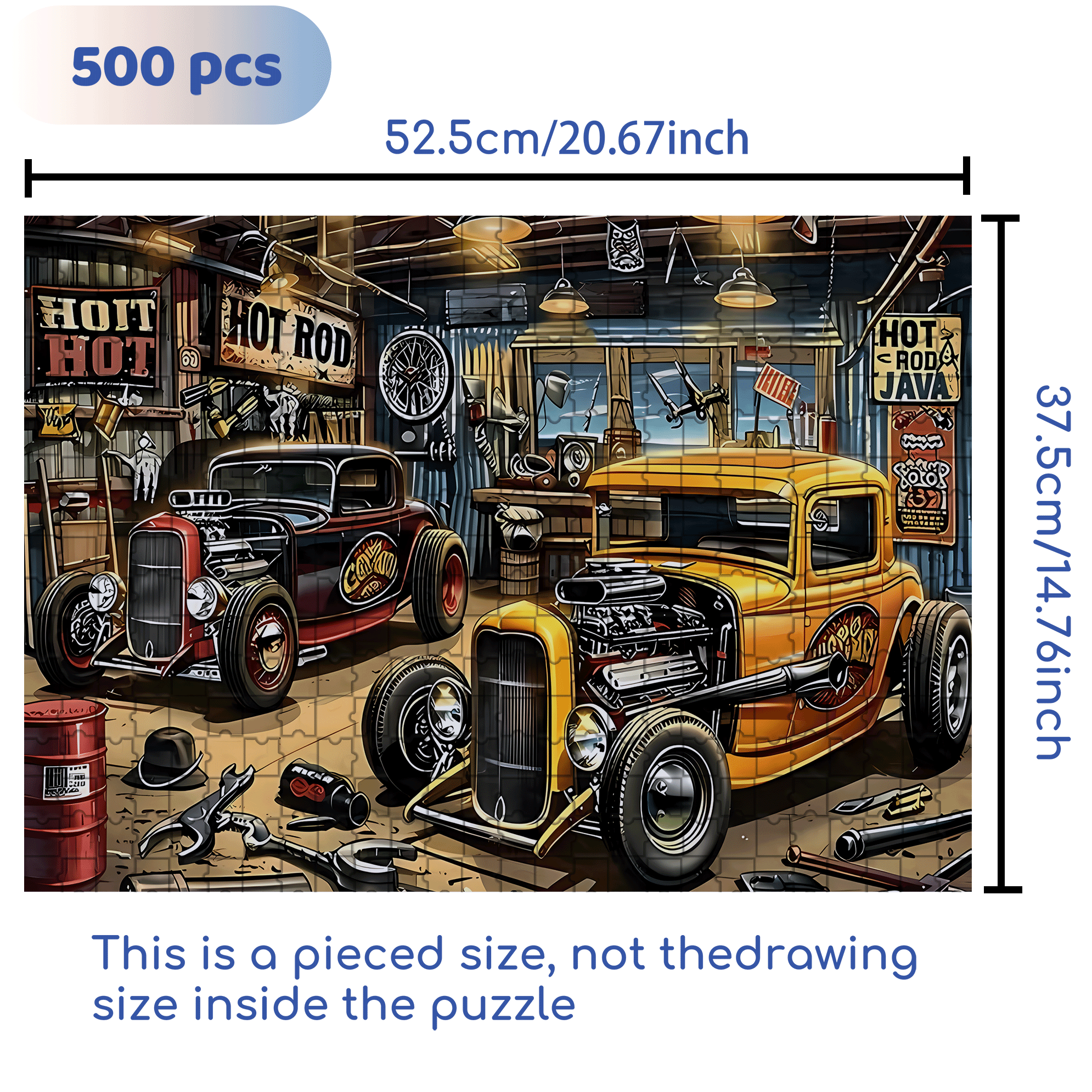 Hot Rod 500pcs/1000pcs Jigsaw Puzzle, Scratch-Resistant, Interactive Family Game & Brain-Boosting DIY Decor, Perfect for Halloween, Christmas & New Year Gifts, Family Puzzle Game