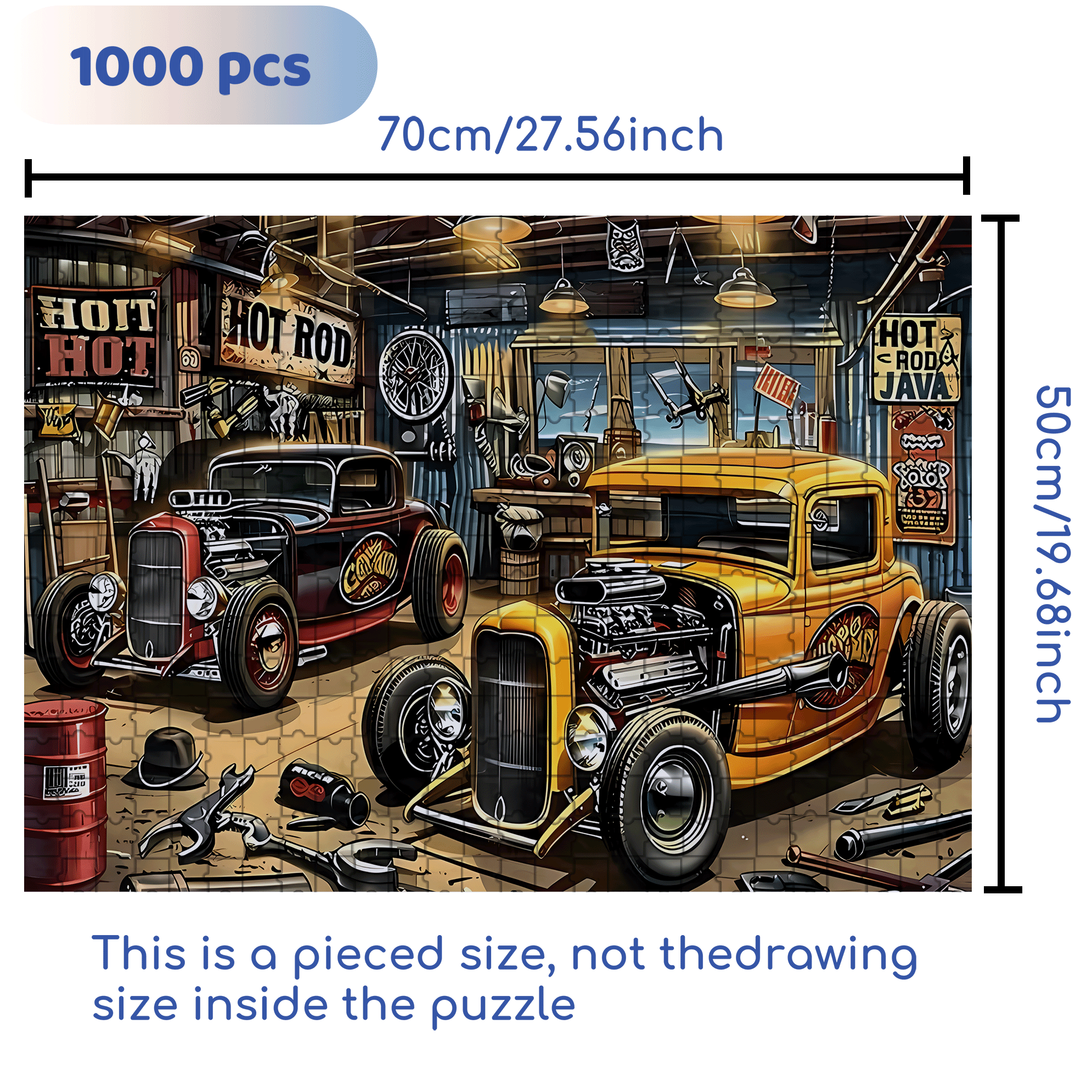 Hot Rod 500pcs/1000pcs Jigsaw Puzzle, Scratch-Resistant, Interactive Family Game & Brain-Boosting DIY Decor, Perfect for Halloween, Christmas & New Year Gifts, Family Puzzle Game