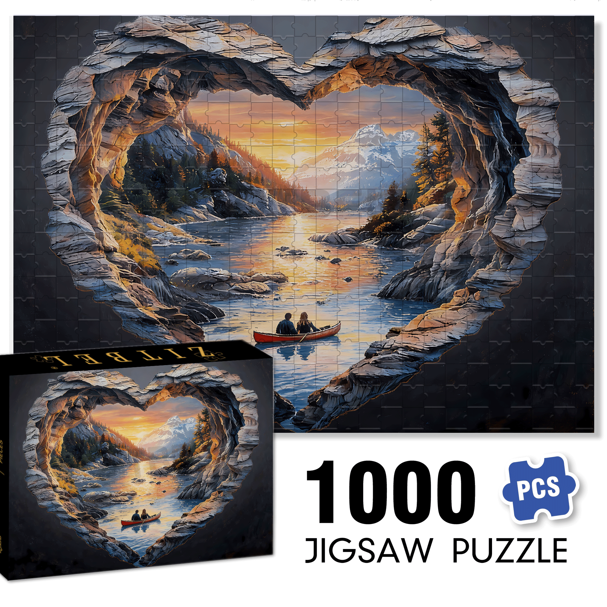 Lake Louise Heart-Shaped 500pcs/1000pcs Jigsaw Puzzle, Scratch-Resistant, Interactive Family Game & Brain-Boosting DIY Decor, Perfect for Halloween, Christmas & New Year Gifts, Family Puzzle Game