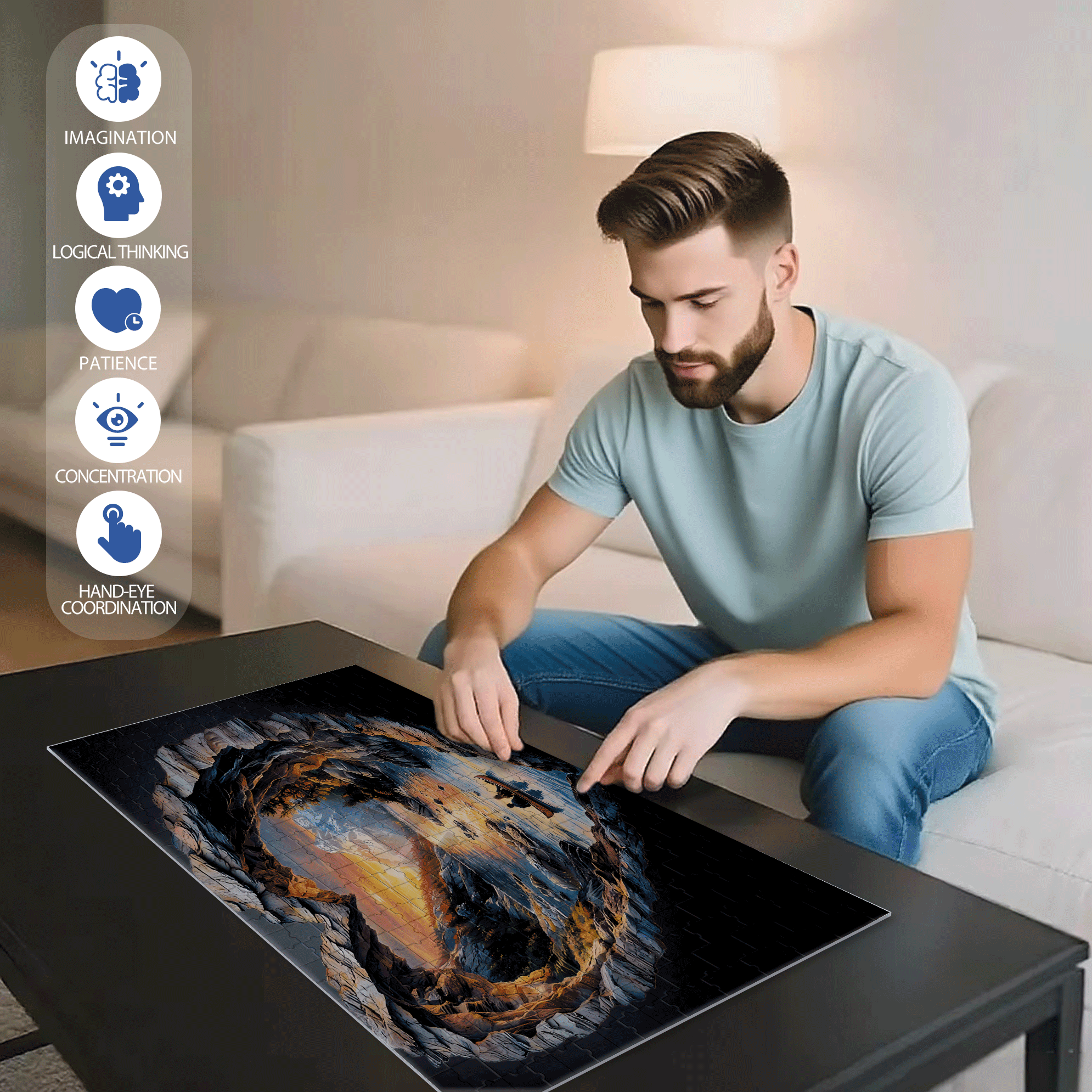 Lake Louise Heart-Shaped 500pcs/1000pcs Jigsaw Puzzle, Scratch-Resistant, Interactive Family Game & Brain-Boosting DIY Decor, Perfect for Halloween, Christmas & New Year Gifts, Family Puzzle Game