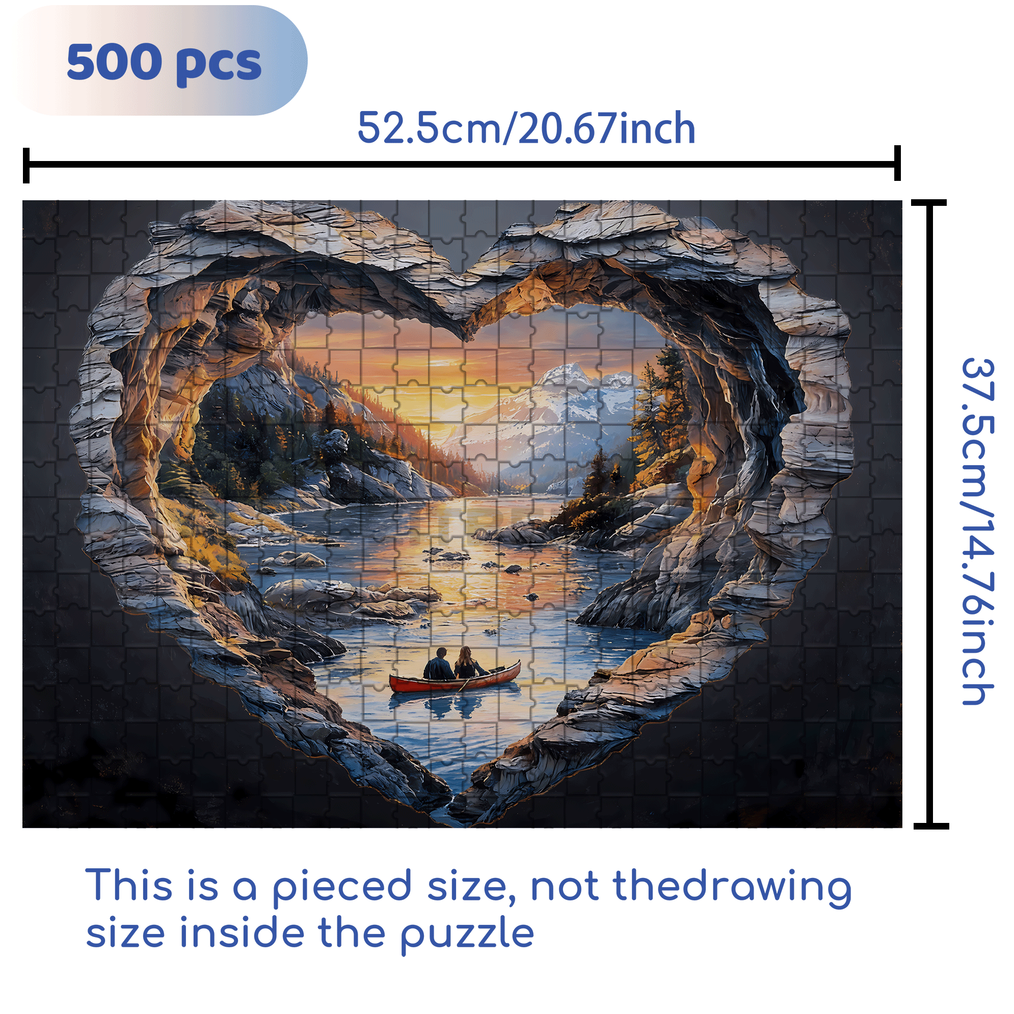 Lake Louise Heart-Shaped 500pcs/1000pcs Jigsaw Puzzle, Scratch-Resistant, Interactive Family Game & Brain-Boosting DIY Decor, Perfect for Halloween, Christmas & New Year Gifts, Family Puzzle Game