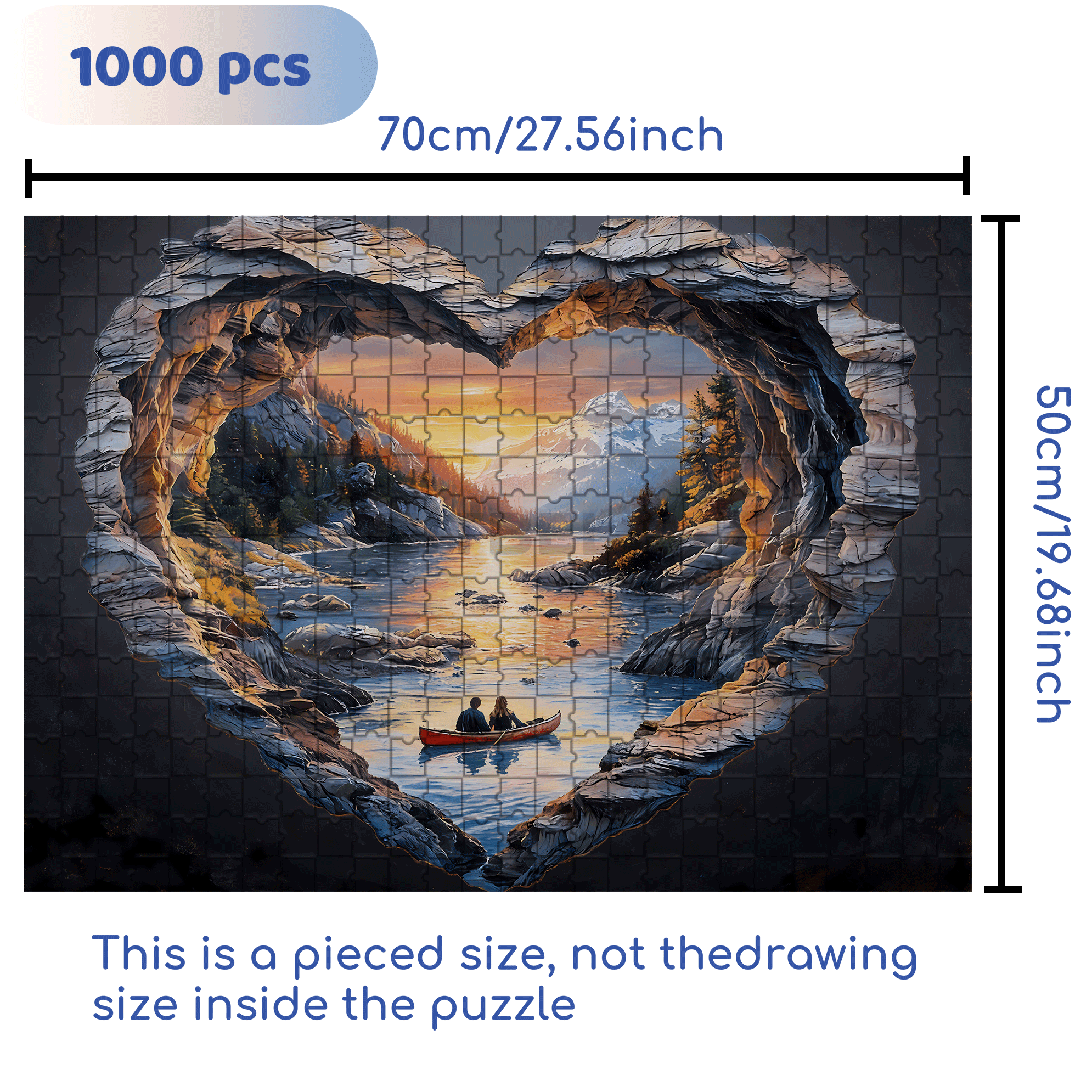 Lake Louise Heart-Shaped 500pcs/1000pcs Jigsaw Puzzle, Scratch-Resistant, Interactive Family Game & Brain-Boosting DIY Decor, Perfect for Halloween, Christmas & New Year Gifts, Family Puzzle Game