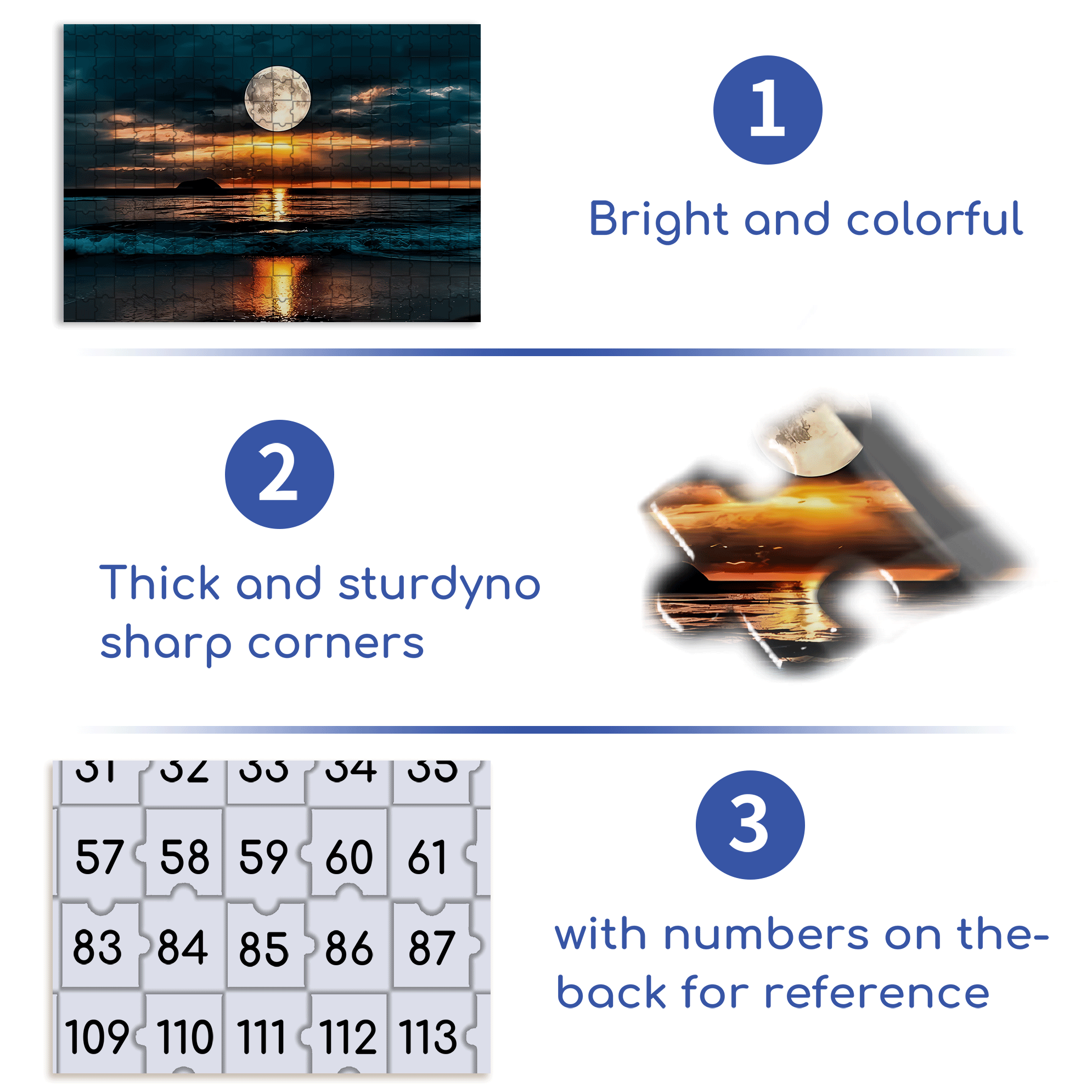 Moonlight Beach Sunset Golden Brown Horizon 500pcs/1000pcs Jigsaw Puzzle, Scratch-Resistant, Interactive Family Game & Brain-Boosting DIY Decor, Perfect for Halloween, Christmas & New Year Gifts, Family Puzzle Game