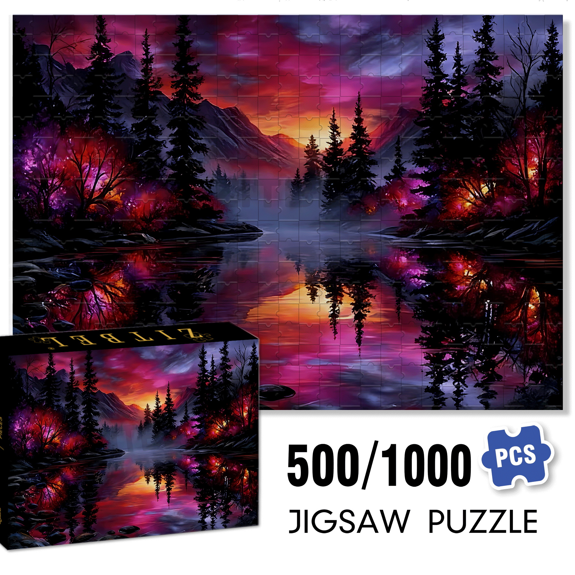 Morning In The Forest 500pcs/1000pcs Jigsaw Puzzle, Scratch-Resistant, Interactive Family Game & Brain-Boosting DIY Decor, Perfect for Halloween, Christmas & New Year Gifts, Family Puzzle Game