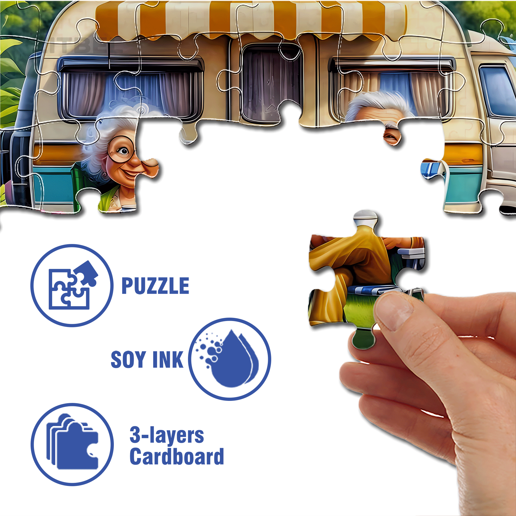 Old Couple's Camping Day 500pcs/1000pcs Jigsaw Puzzle, Scratch-Resistant, Interactive Family Game & Brain-Boosting DIY Decor, Perfect for Halloween, Christmas & New Year Gifts, Family Puzzle Game