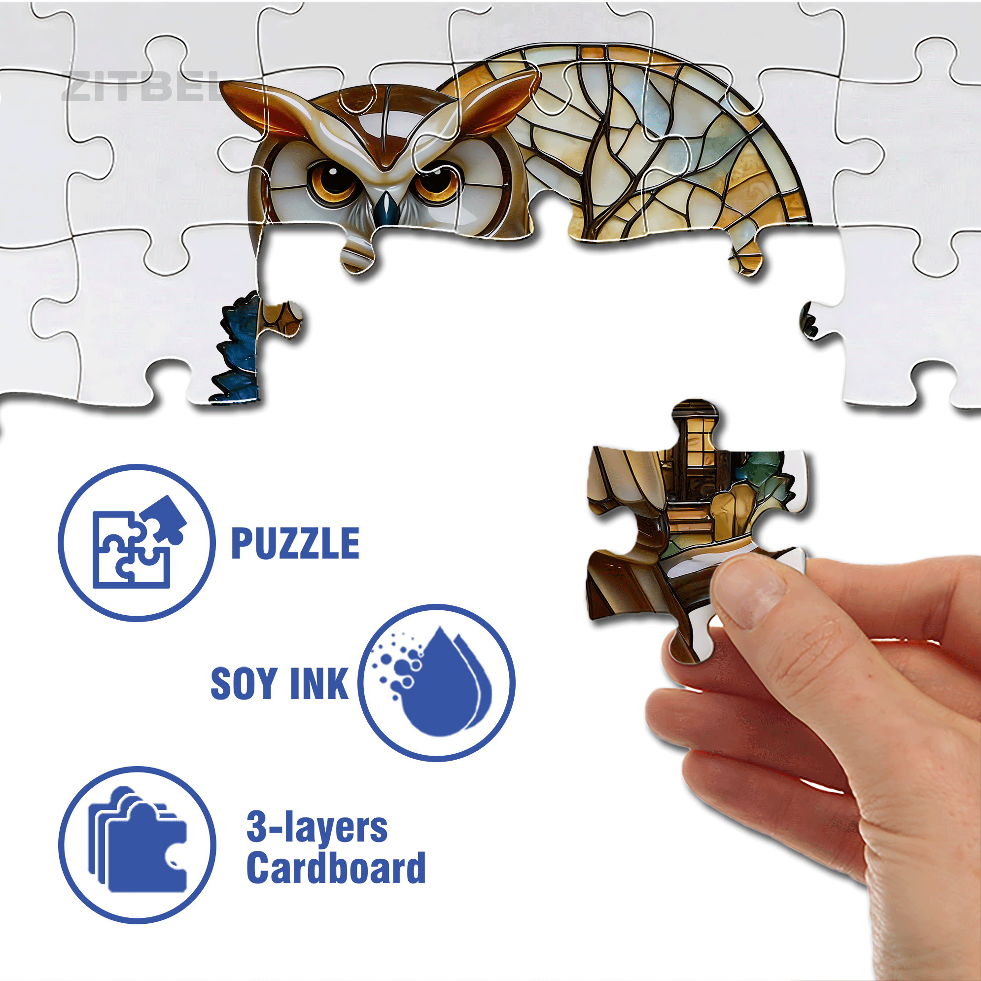 Owl 500pcs/1000pcs Jigsaw Puzzle, Scratch-Resistant, Interactive Family Game & Brain-Boosting DIY Decor, Perfect for Halloween, Christmas & New Year Gifts, Family Puzzle Game