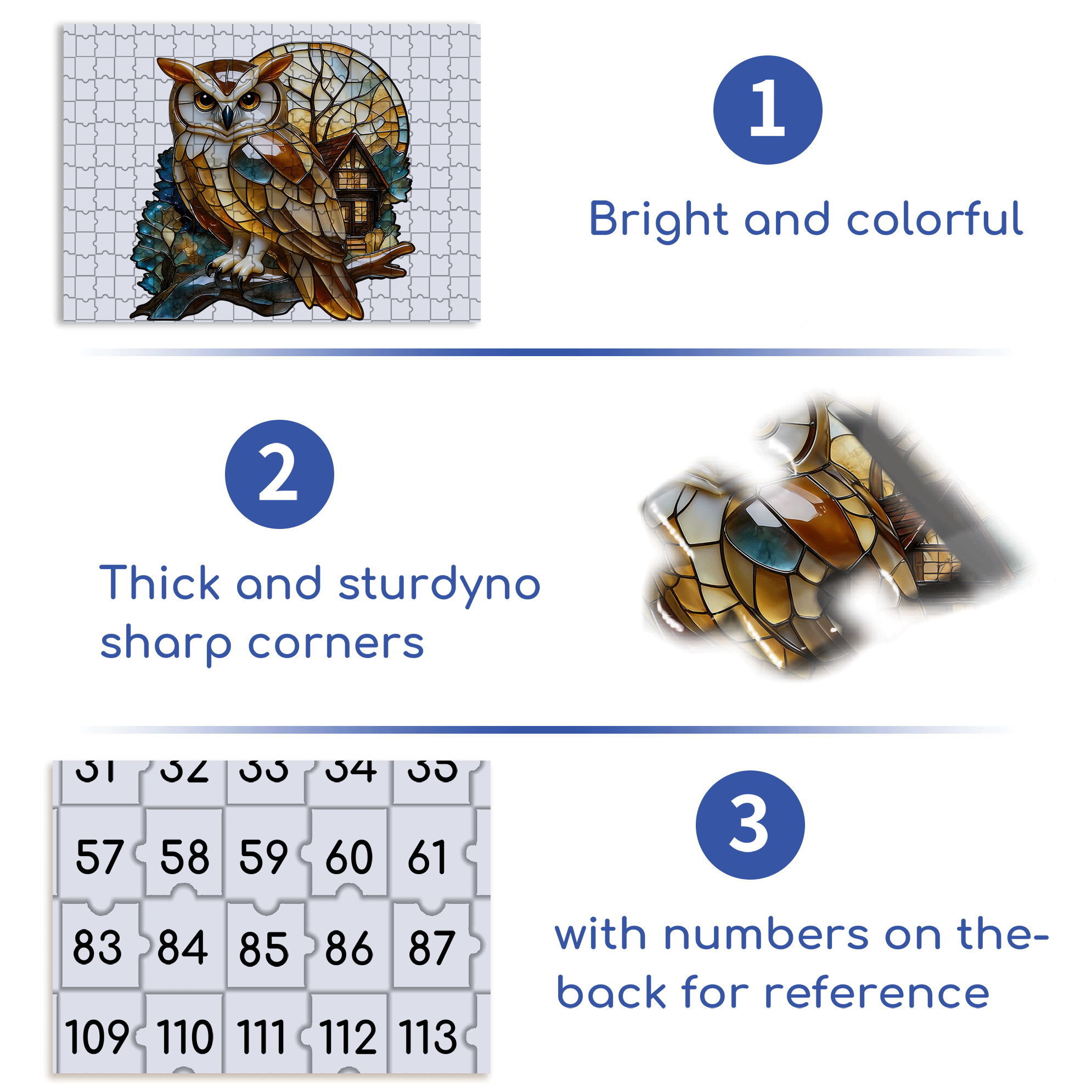 Owl 500pcs/1000pcs Jigsaw Puzzle, Scratch-Resistant, Interactive Family Game & Brain-Boosting DIY Decor, Perfect for Halloween, Christmas & New Year Gifts, Family Puzzle Game