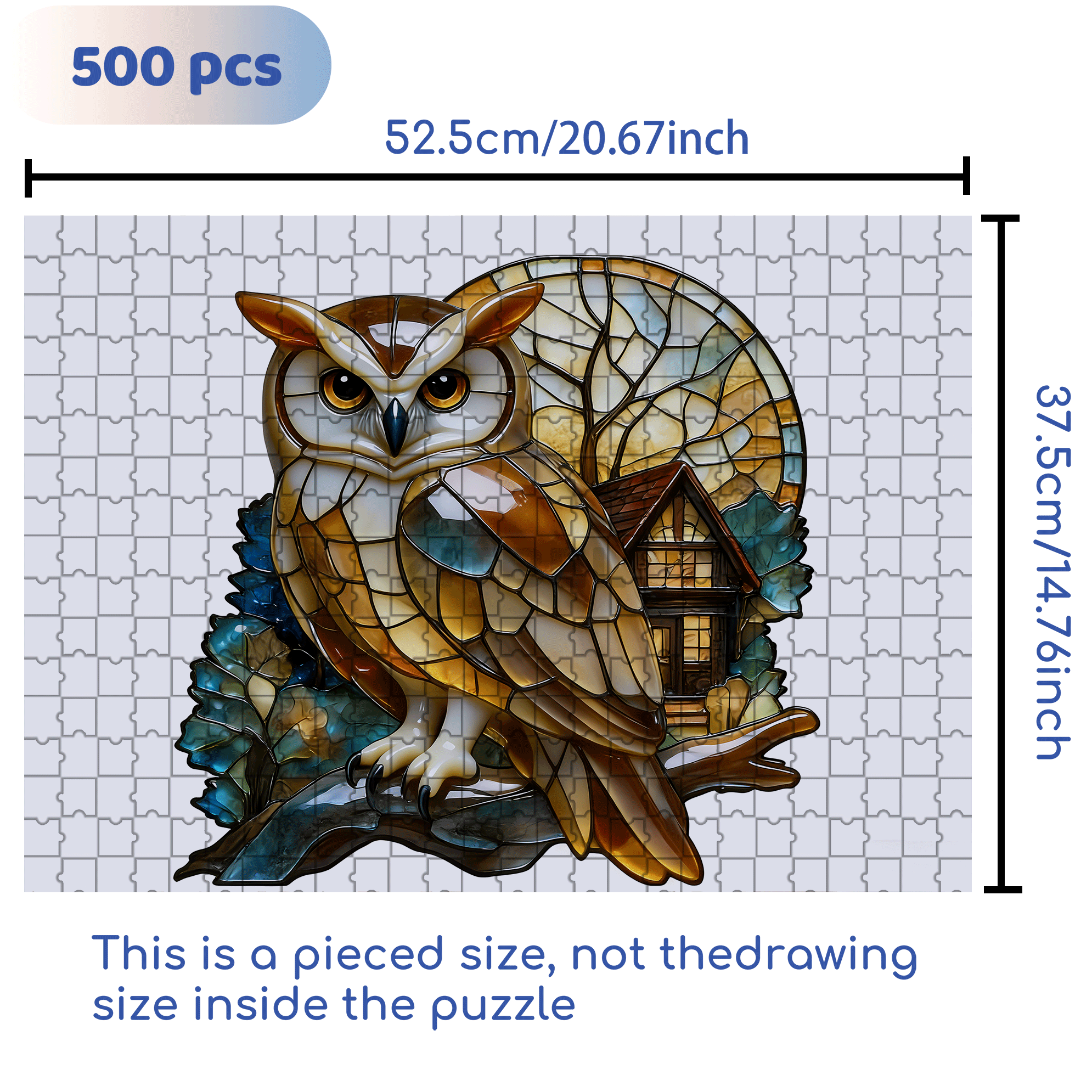 Owl 500pcs/1000pcs Jigsaw Puzzle, Scratch-Resistant, Interactive Family Game & Brain-Boosting DIY Decor, Perfect for Halloween, Christmas & New Year Gifts, Family Puzzle Game