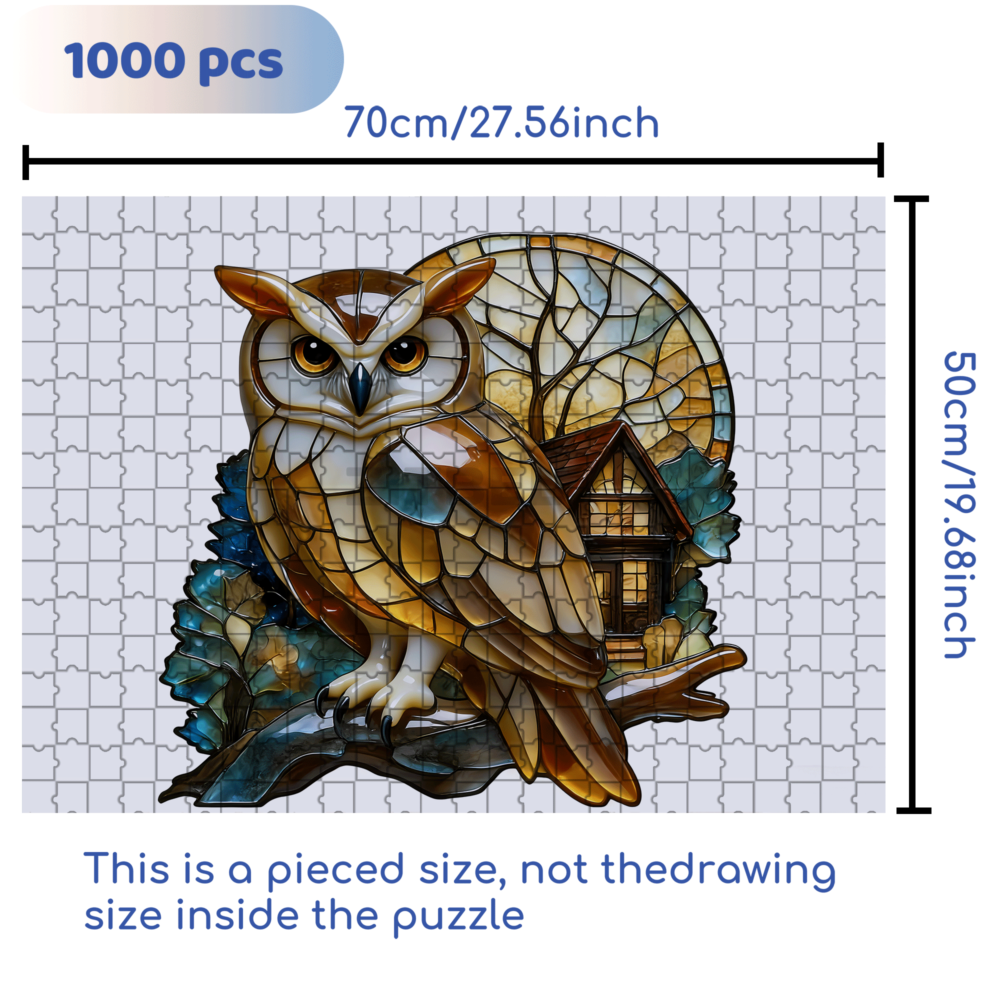 Owl 500pcs/1000pcs Jigsaw Puzzle, Scratch-Resistant, Interactive Family Game & Brain-Boosting DIY Decor, Perfect for Halloween, Christmas & New Year Gifts, Family Puzzle Game