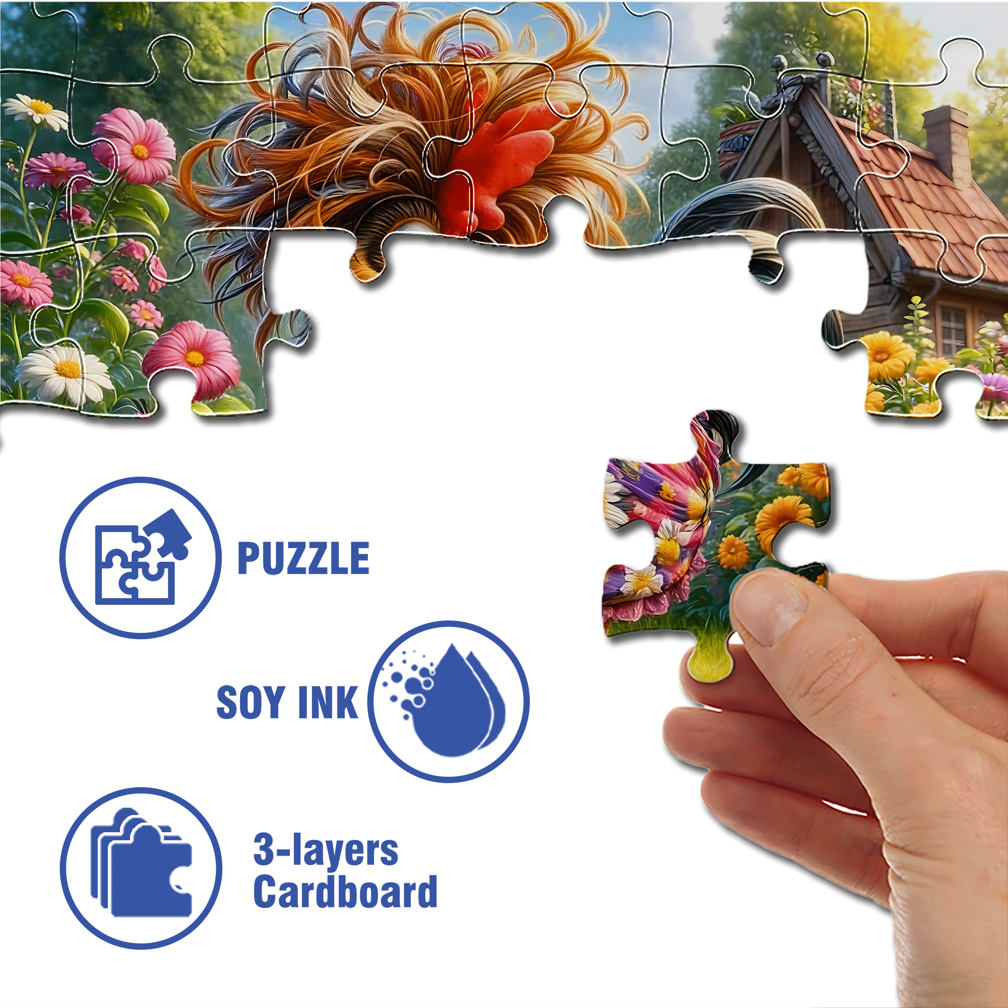Pied Chicken 500pcs/1000pcs Jigsaw Puzzle, Scratch-Resistant, Interactive Family Game & Brain-Boosting DIY Decor, Perfect for Halloween, Christmas & New Year Gifts, Family Puzzle Game