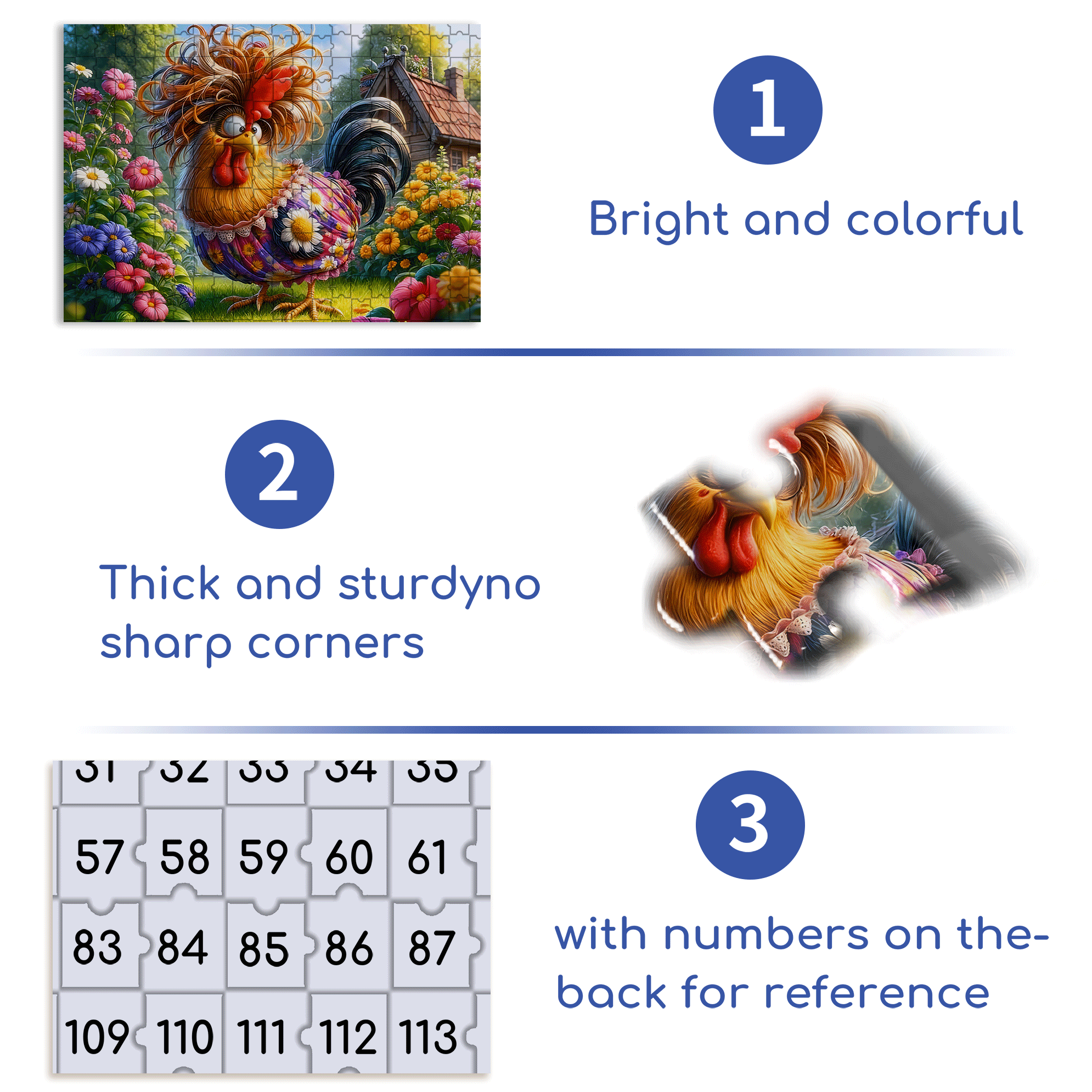 Pied Chicken 500pcs/1000pcs Jigsaw Puzzle, Scratch-Resistant, Interactive Family Game & Brain-Boosting DIY Decor, Perfect for Halloween, Christmas & New Year Gifts, Family Puzzle Game