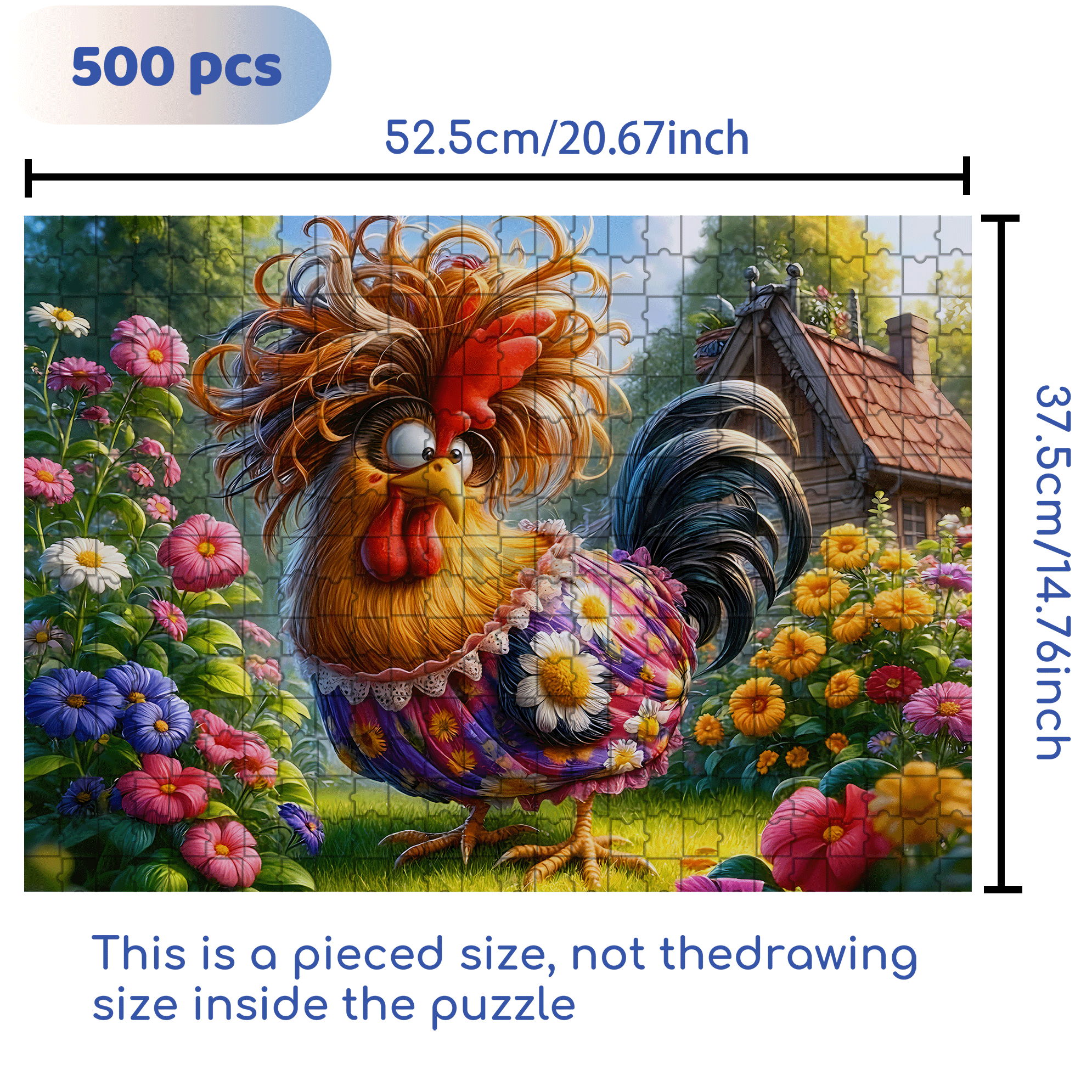 Pied Chicken 500pcs/1000pcs Jigsaw Puzzle, Scratch-Resistant, Interactive Family Game & Brain-Boosting DIY Decor, Perfect for Halloween, Christmas & New Year Gifts, Family Puzzle Game