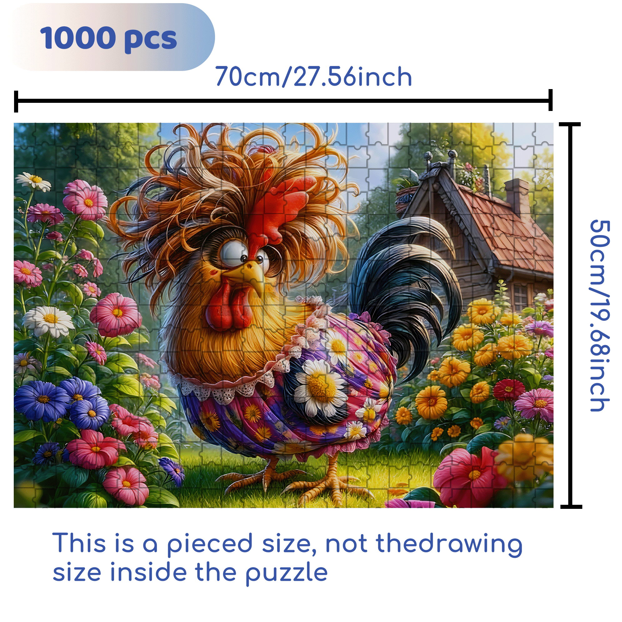 Pied Chicken 500pcs/1000pcs Jigsaw Puzzle, Scratch-Resistant, Interactive Family Game & Brain-Boosting DIY Decor, Perfect for Halloween, Christmas & New Year Gifts, Family Puzzle Game