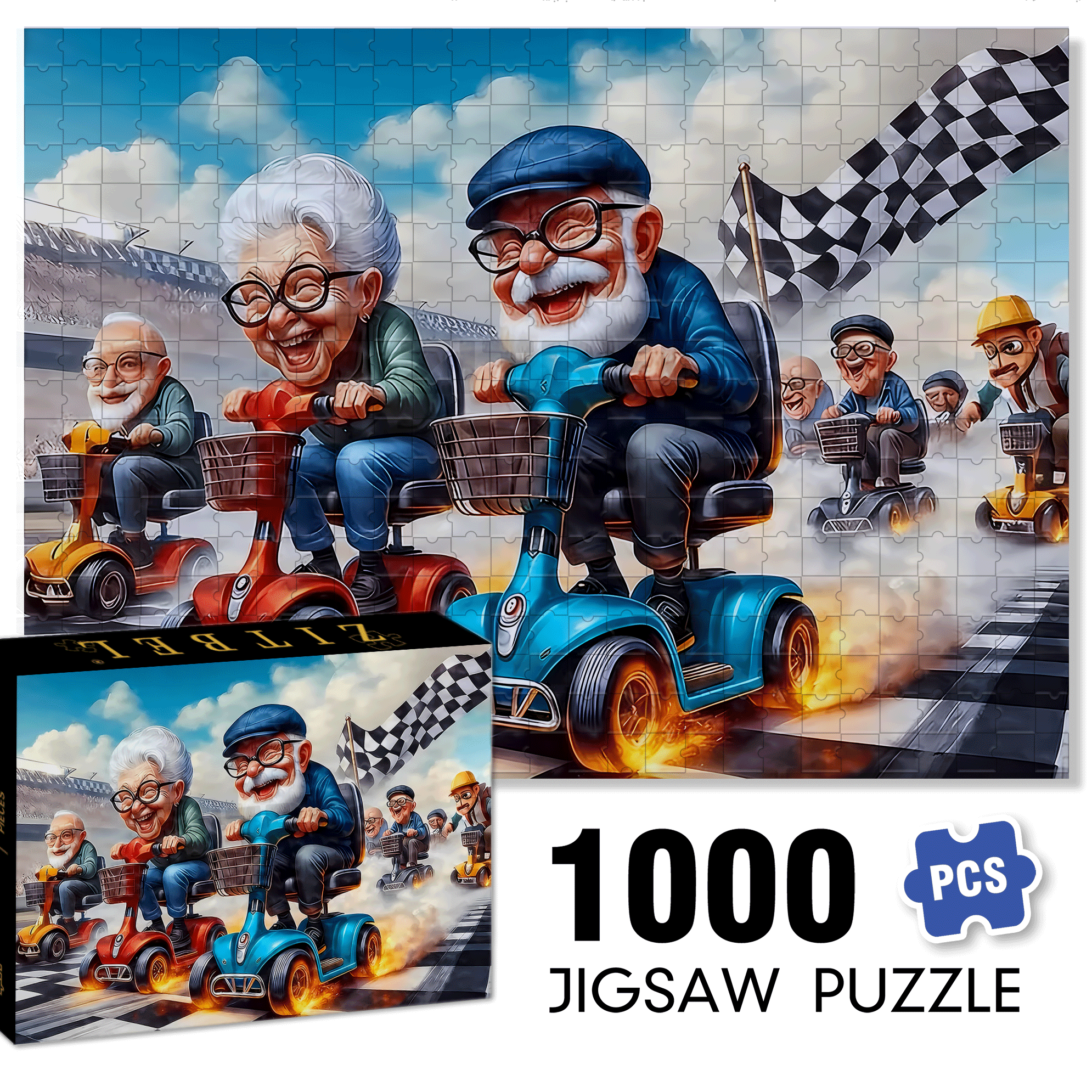 Scale Racing Scooters & Go 500pcs/1000pcs Jigsaw Puzzle, Scratch-Resistant, Interactive Family Game & Brain-Boosting DIY Decor, Perfect for Halloween, Christmas & New Year Gifts, Family Puzzle Game