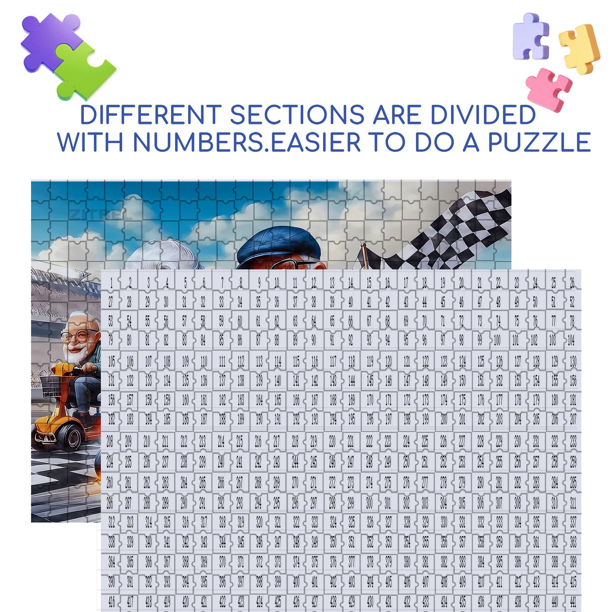Scale Racing Scooters & Go 500pcs/1000pcs Jigsaw Puzzle, Scratch-Resistant, Interactive Family Game & Brain-Boosting DIY Decor, Perfect for Halloween, Christmas & New Year Gifts, Family Puzzle Game