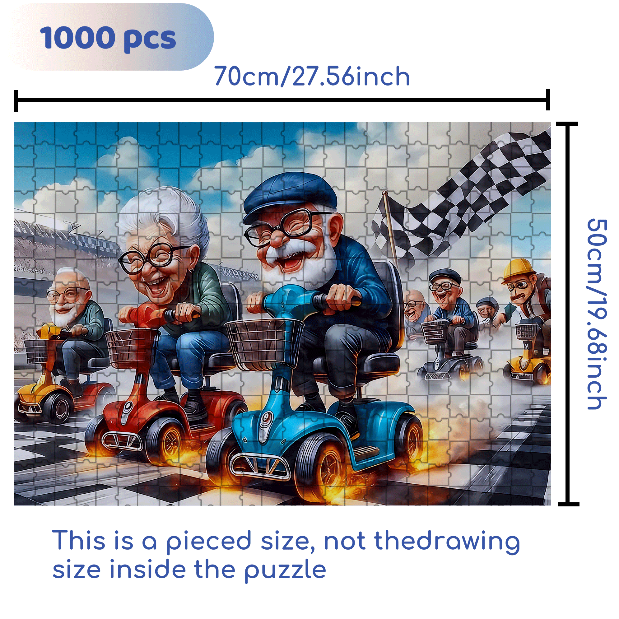 Scale Racing Scooters & Go 500pcs/1000pcs Jigsaw Puzzle, Scratch-Resistant, Interactive Family Game & Brain-Boosting DIY Decor, Perfect for Halloween, Christmas & New Year Gifts, Family Puzzle Game