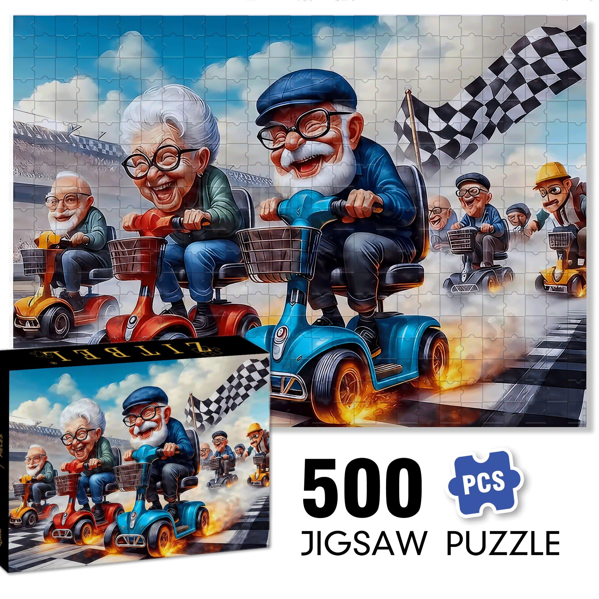 Scale Racing Scooters & Go 500pcs/1000pcs Jigsaw Puzzle, Scratch-Resistant, Interactive Family Game & Brain-Boosting DIY Decor, Perfect for Halloween, Christmas & New Year Gifts, Family Puzzle Game