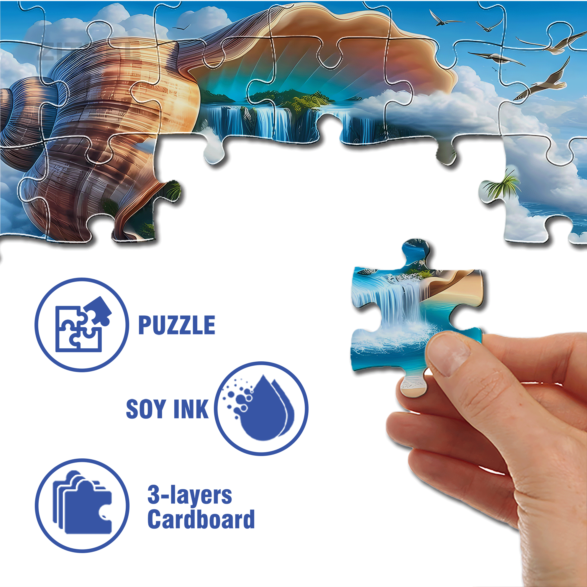 Seashell Paradise 500pcs/1000pcs Jigsaw Puzzle, Scratch-Resistant, Interactive Family Game & Brain-Boosting DIY Decor, Perfect for Halloween, Christmas & New Year Gifts, Family Puzzle Game