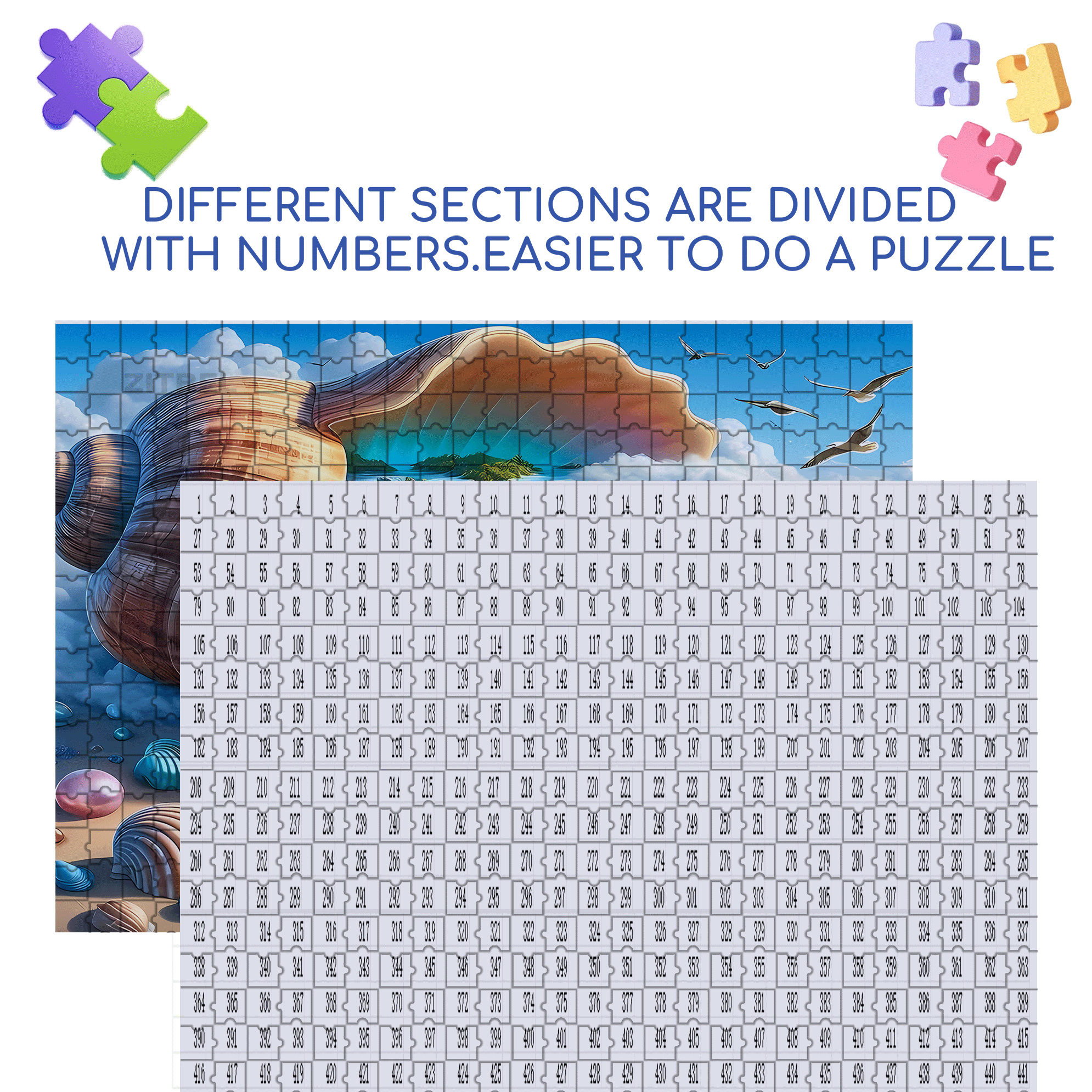 Seashell Paradise 500pcs/1000pcs Jigsaw Puzzle, Scratch-Resistant, Interactive Family Game & Brain-Boosting DIY Decor, Perfect for Halloween, Christmas & New Year Gifts, Family Puzzle Game