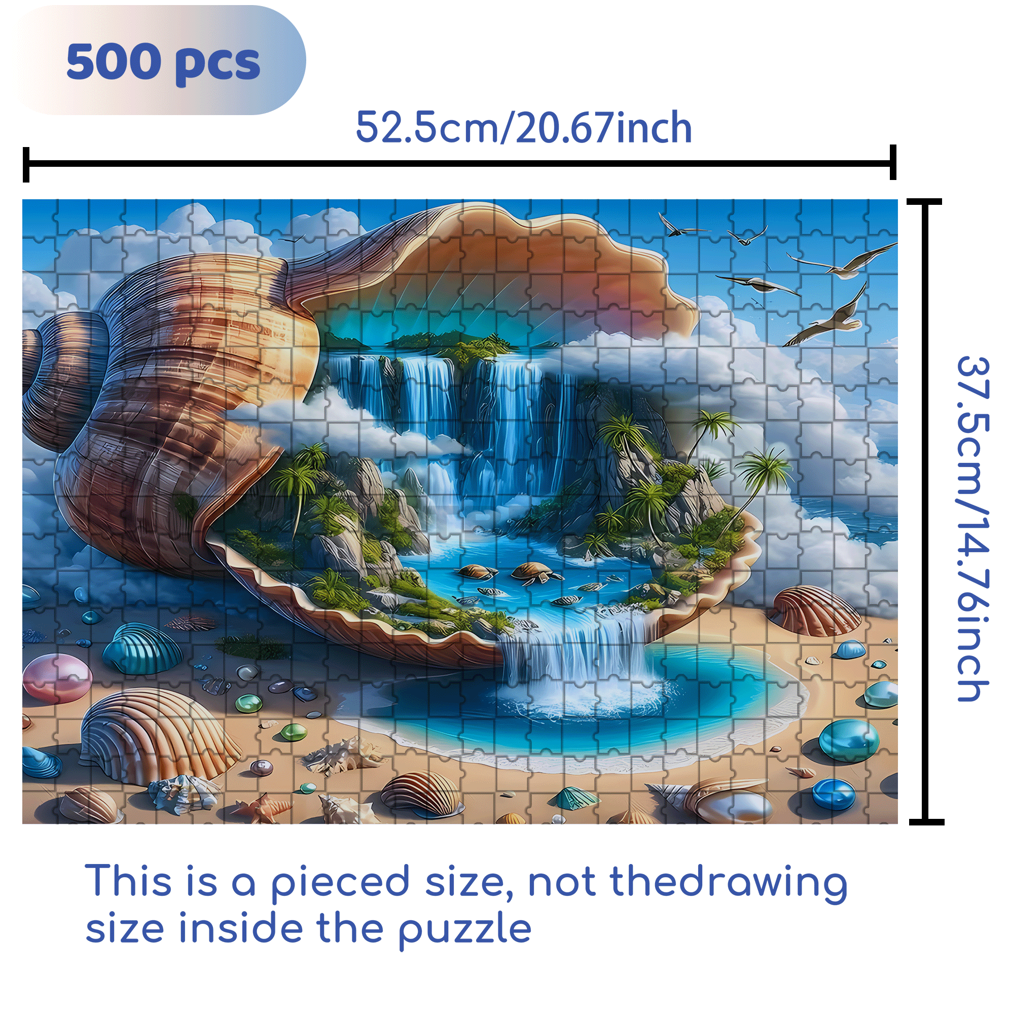 Seashell Paradise 500pcs/1000pcs Jigsaw Puzzle, Scratch-Resistant, Interactive Family Game & Brain-Boosting DIY Decor, Perfect for Halloween, Christmas & New Year Gifts, Family Puzzle Game