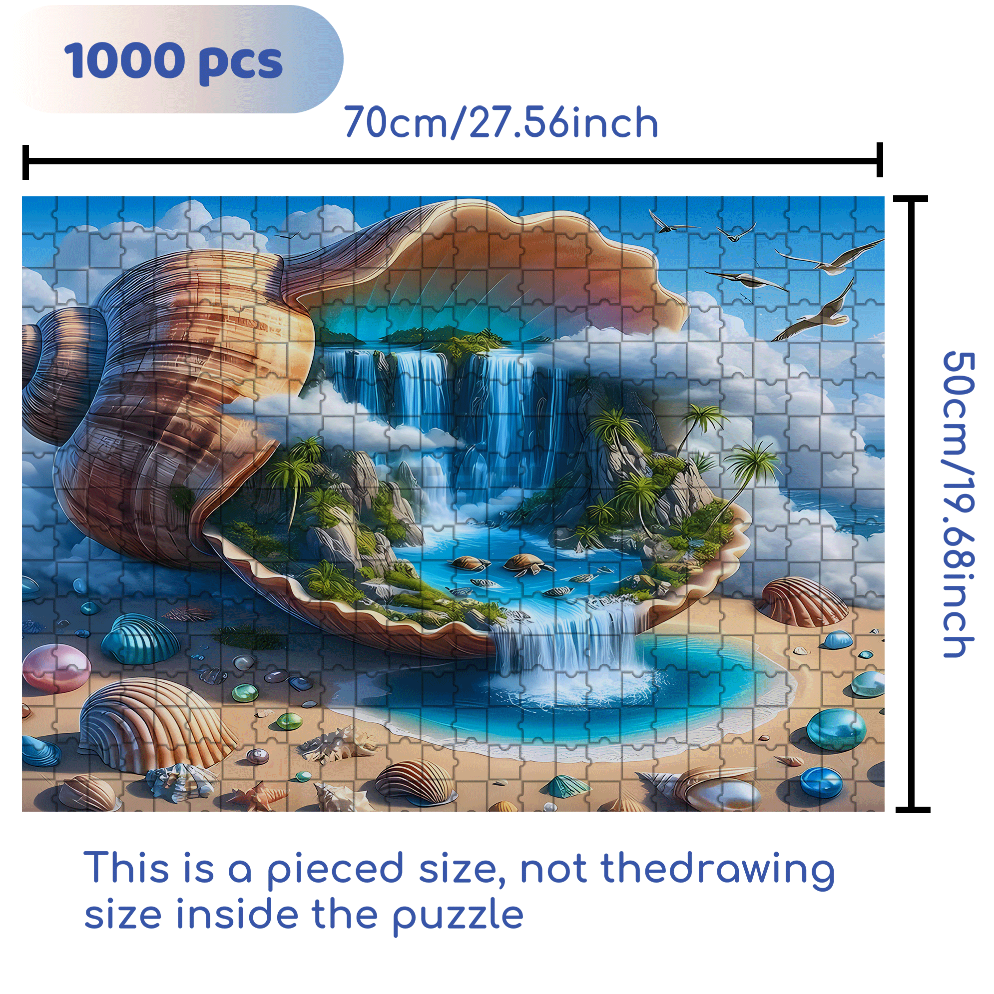 Seashell Paradise 500pcs/1000pcs Jigsaw Puzzle, Scratch-Resistant, Interactive Family Game & Brain-Boosting DIY Decor, Perfect for Halloween, Christmas & New Year Gifts, Family Puzzle Game