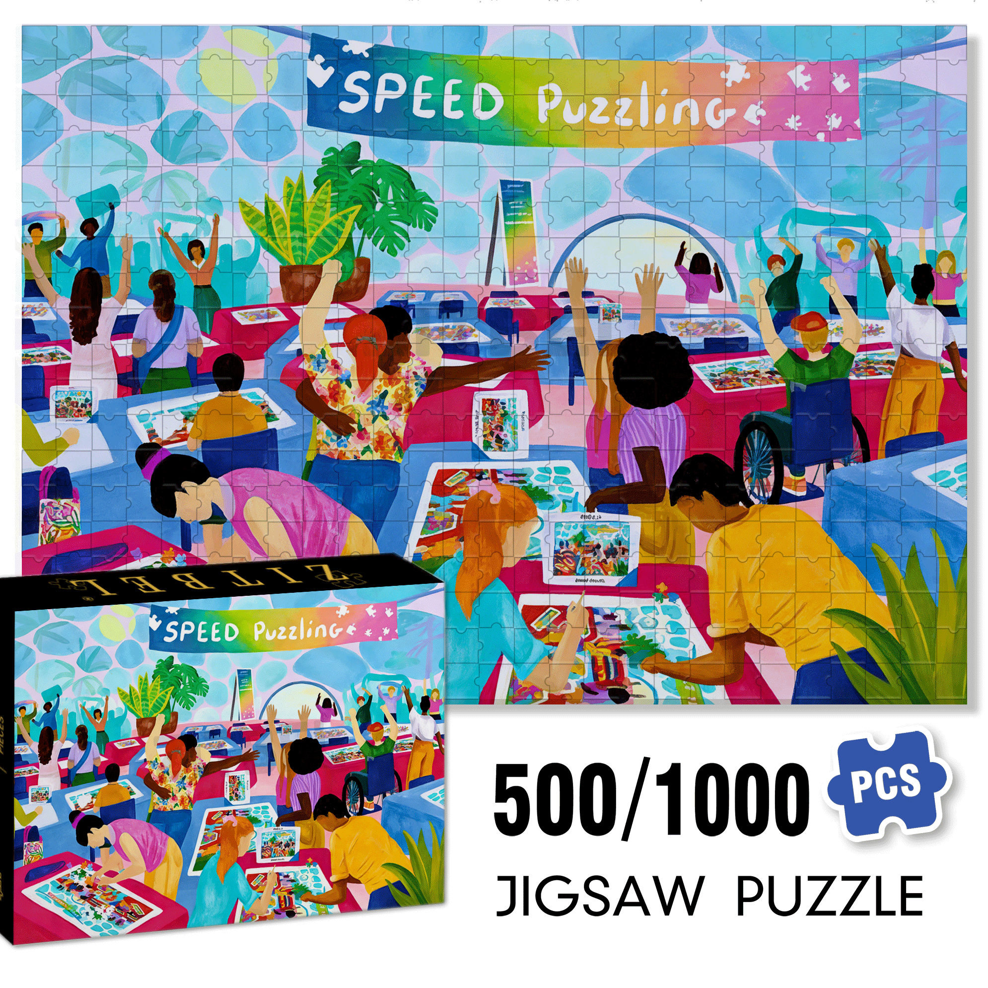 Speed Puzzling 500pcs/1000pcs Jigsaw Puzzle, Scratch-Resistant, Interactive Family Game & Brain-Boosting DIY Decor, Perfect for Halloween, Christmas & New Year Gifts, Family Puzzle Game