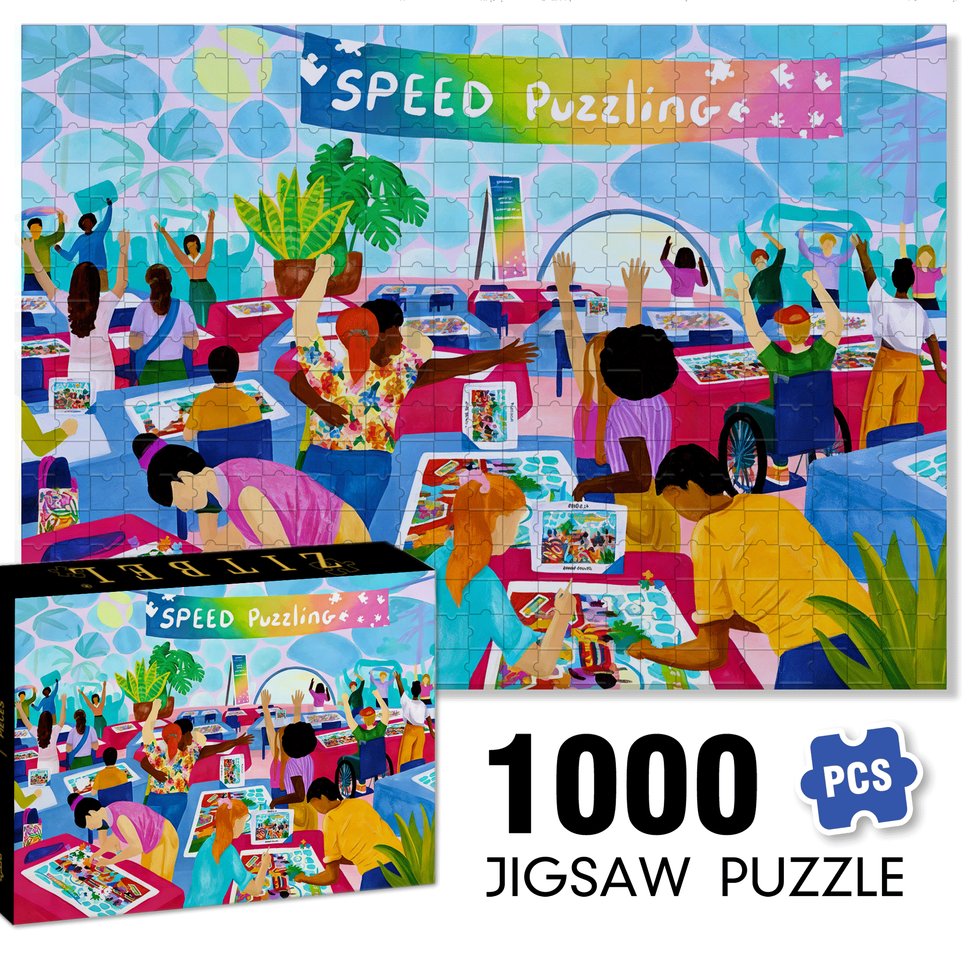 Speed Puzzling 500pcs/1000pcs Jigsaw Puzzle, Scratch-Resistant, Interactive Family Game & Brain-Boosting DIY Decor, Perfect for Halloween, Christmas & New Year Gifts, Family Puzzle Game