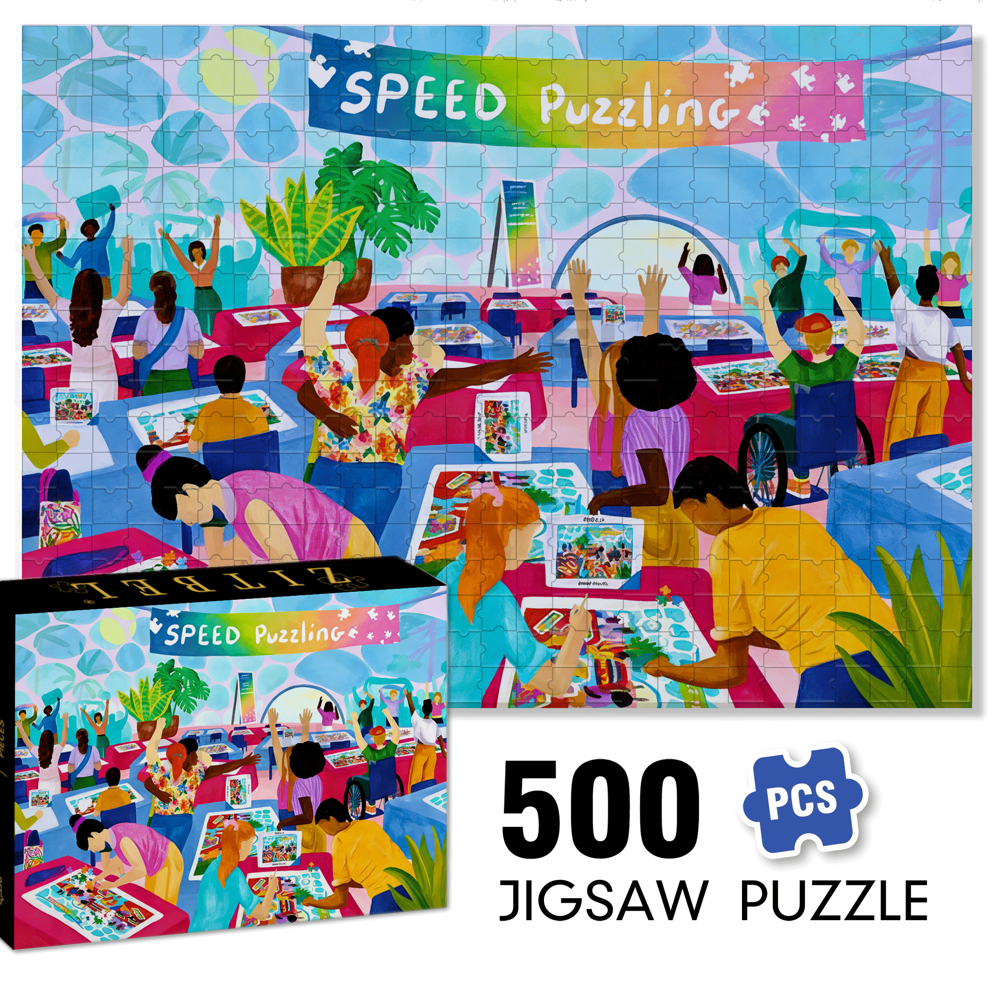 Speed Puzzling 500pcs/1000pcs Jigsaw Puzzle, Scratch-Resistant, Interactive Family Game & Brain-Boosting DIY Decor, Perfect for Halloween, Christmas & New Year Gifts, Family Puzzle Game