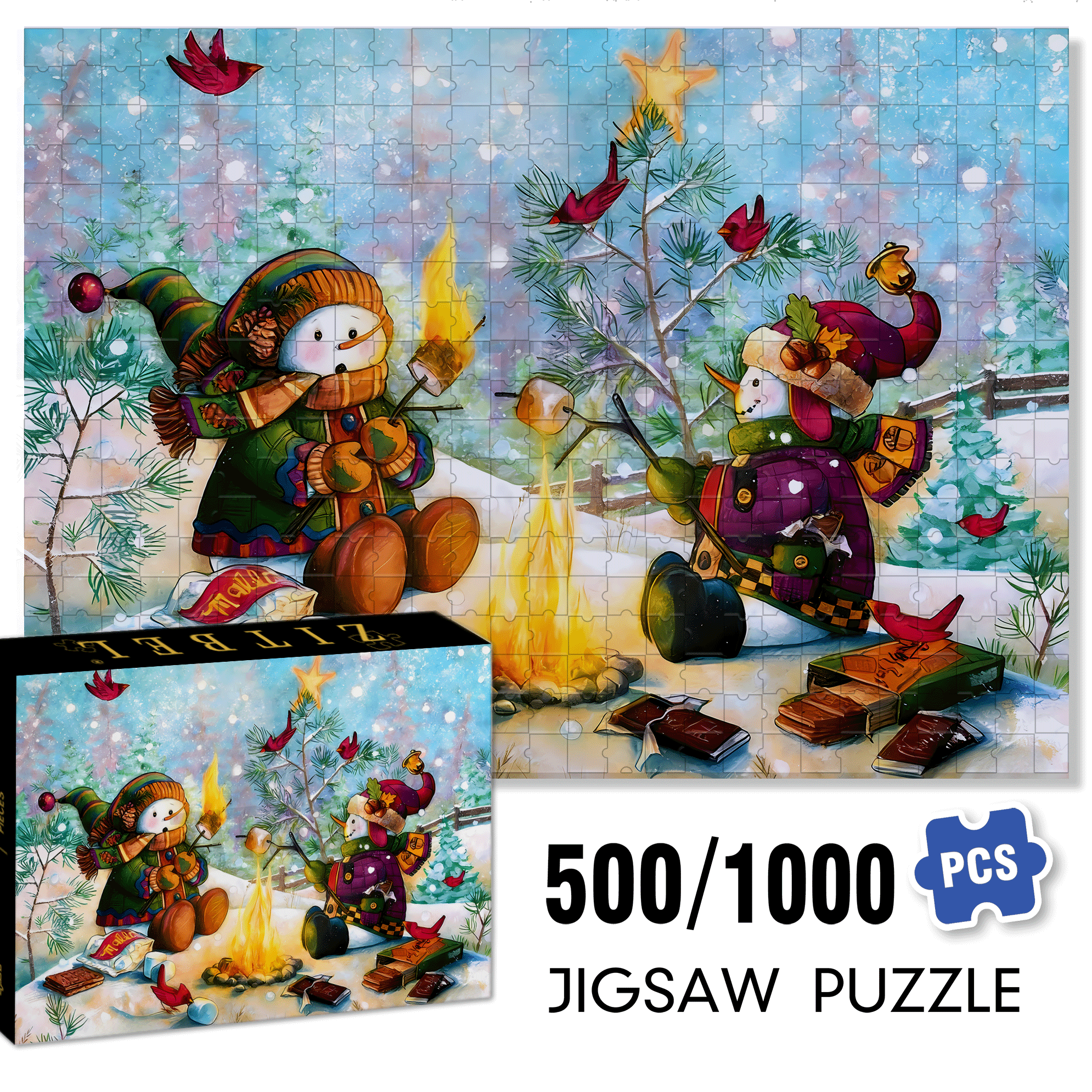 Sweet Taste 500pcs/1000pcs Jigsaw Puzzle, Scratch-Resistant, Interactive Family Game & Brain-Boosting DIY Decor, Perfect for Halloween, Christmas & New Year Gifts, Family Puzzle Game