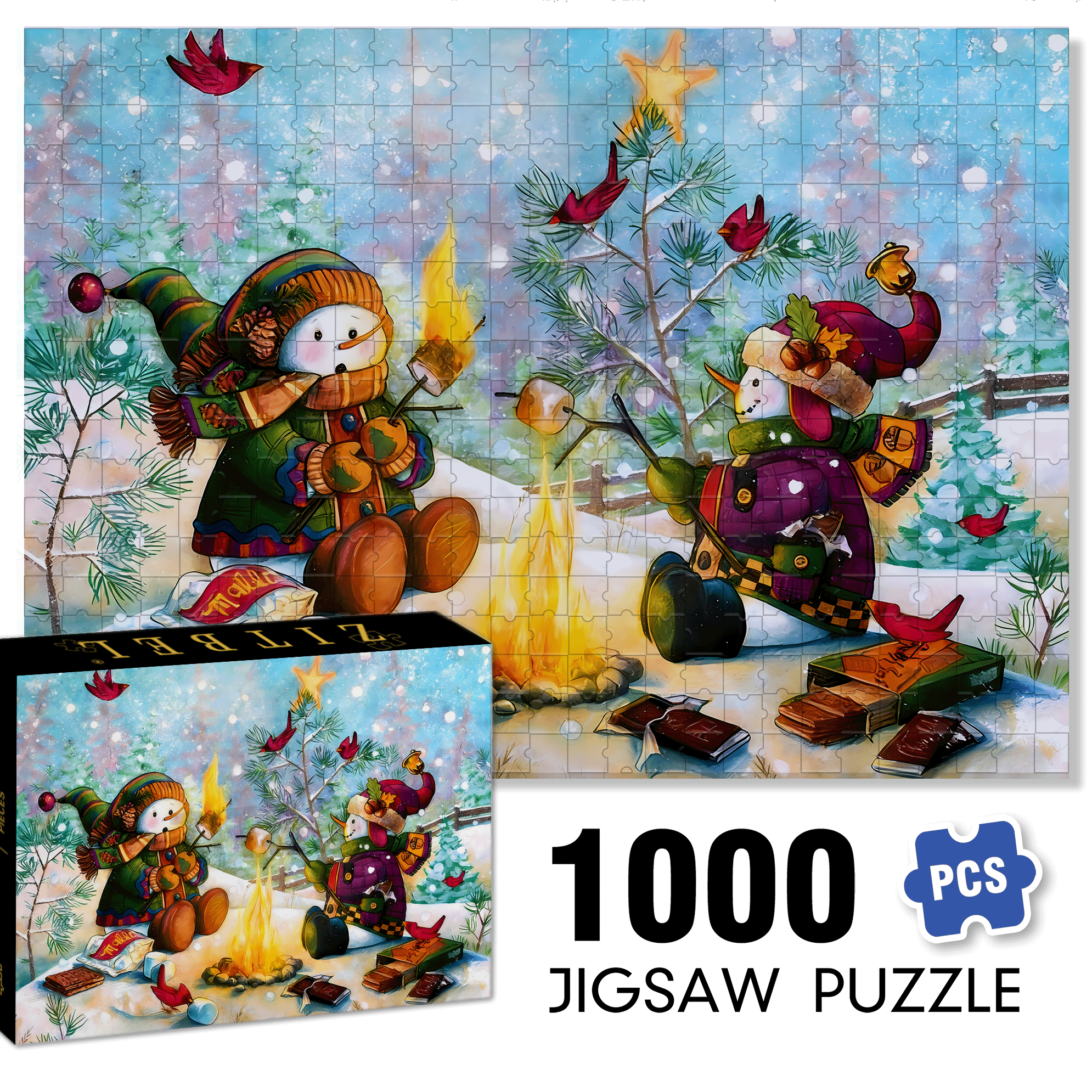 Sweet Taste 500pcs/1000pcs Jigsaw Puzzle, Scratch-Resistant, Interactive Family Game & Brain-Boosting DIY Decor, Perfect for Halloween, Christmas & New Year Gifts, Family Puzzle Game