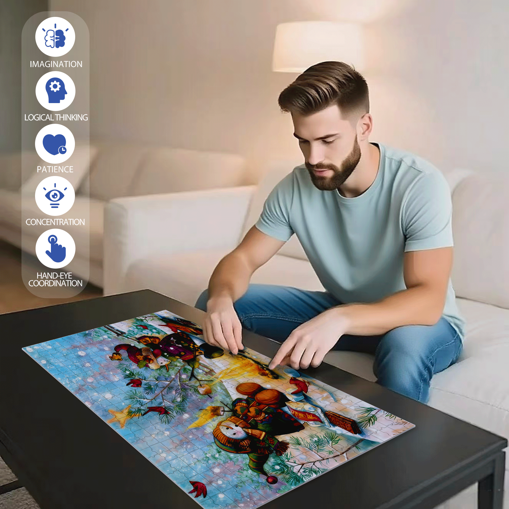 Sweet Taste 500pcs/1000pcs Jigsaw Puzzle, Scratch-Resistant, Interactive Family Game & Brain-Boosting DIY Decor, Perfect for Halloween, Christmas & New Year Gifts, Family Puzzle Game