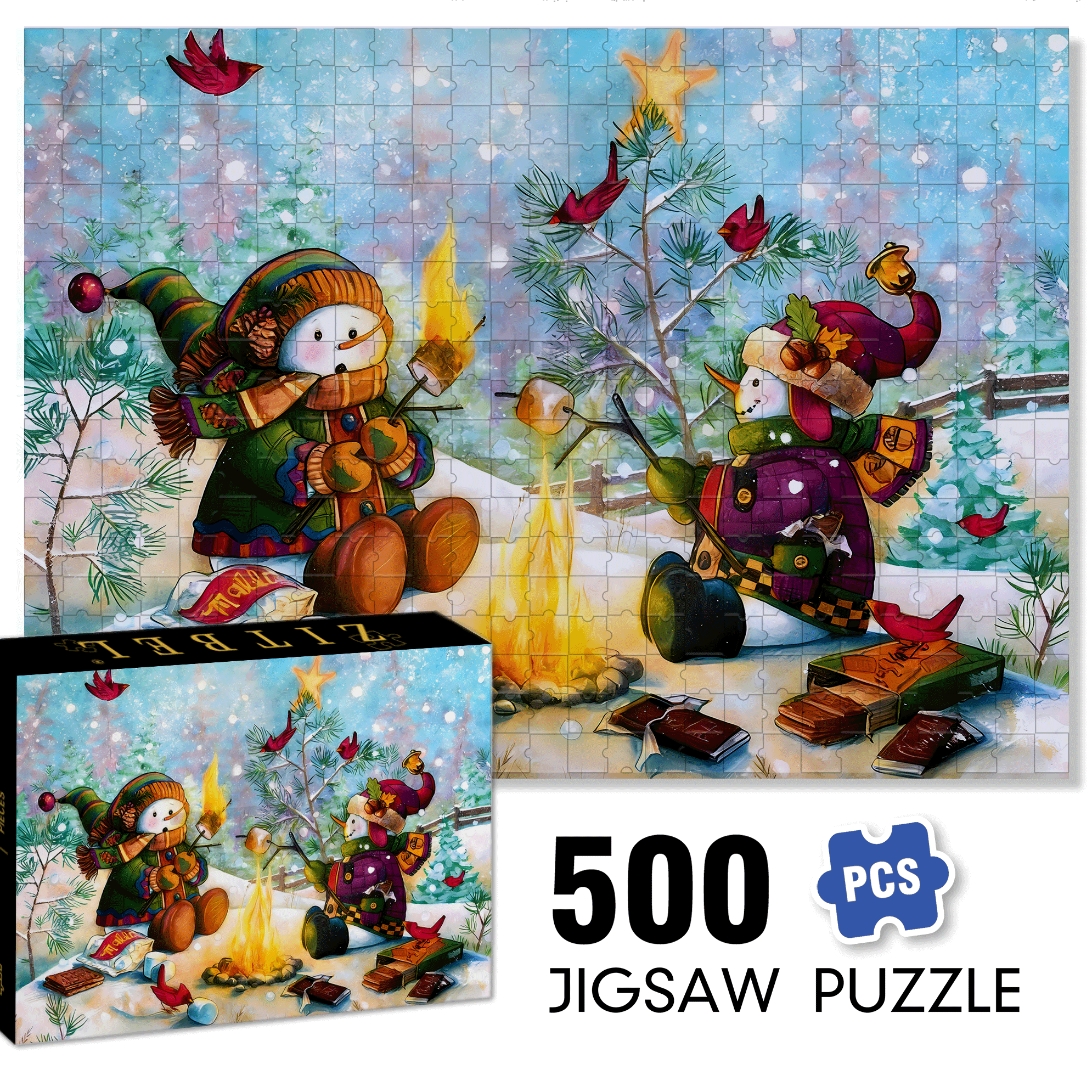 Sweet Taste 500pcs/1000pcs Jigsaw Puzzle, Scratch-Resistant, Interactive Family Game & Brain-Boosting DIY Decor, Perfect for Halloween, Christmas & New Year Gifts, Family Puzzle Game