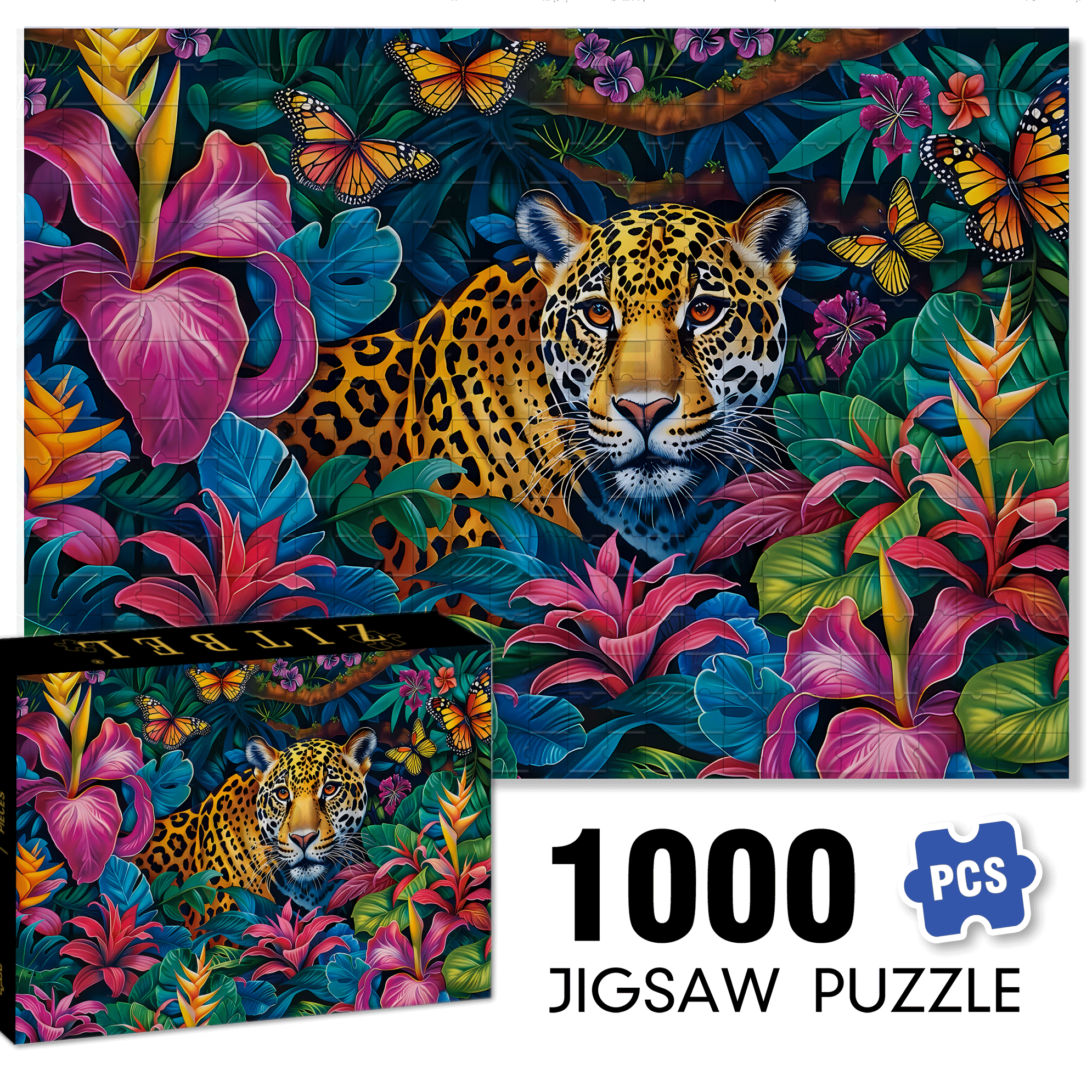 The Cheetah Attacks 500pcs/1000pcs Jigsaw Puzzle, Scratch-Resistant, Interactive Family Game & Brain-Boosting DIY Decor, Perfect for Halloween, Christmas & New Year Gifts, Family Puzzle Game