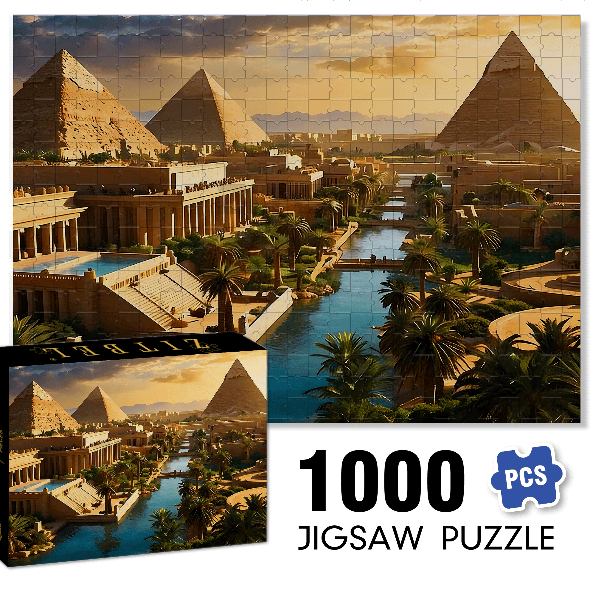 The Egyptian Pyramids 500pcs/1000pcs Jigsaw Puzzle, Scratch-Resistant, Interactive Family Game & Brain-Boosting DIY Decor, Perfect for Halloween, Christmas & New Year Gifts, Family Puzzle Game