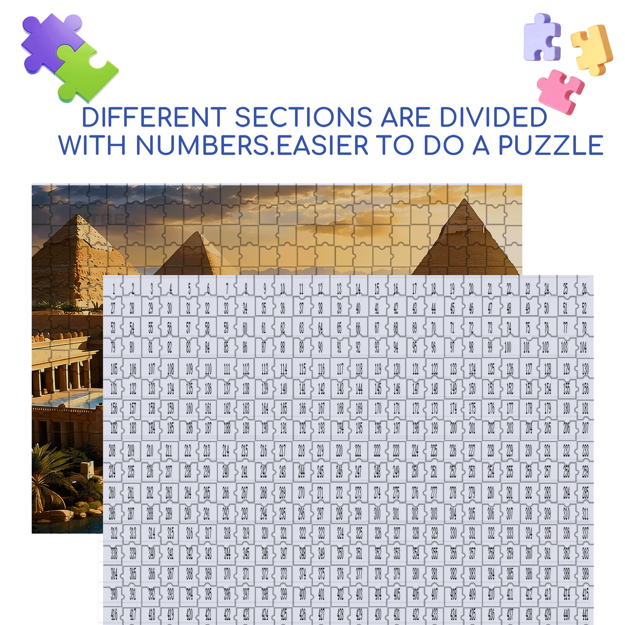 The Egyptian Pyramids 500pcs/1000pcs Jigsaw Puzzle, Scratch-Resistant, Interactive Family Game & Brain-Boosting DIY Decor, Perfect for Halloween, Christmas & New Year Gifts, Family Puzzle Game