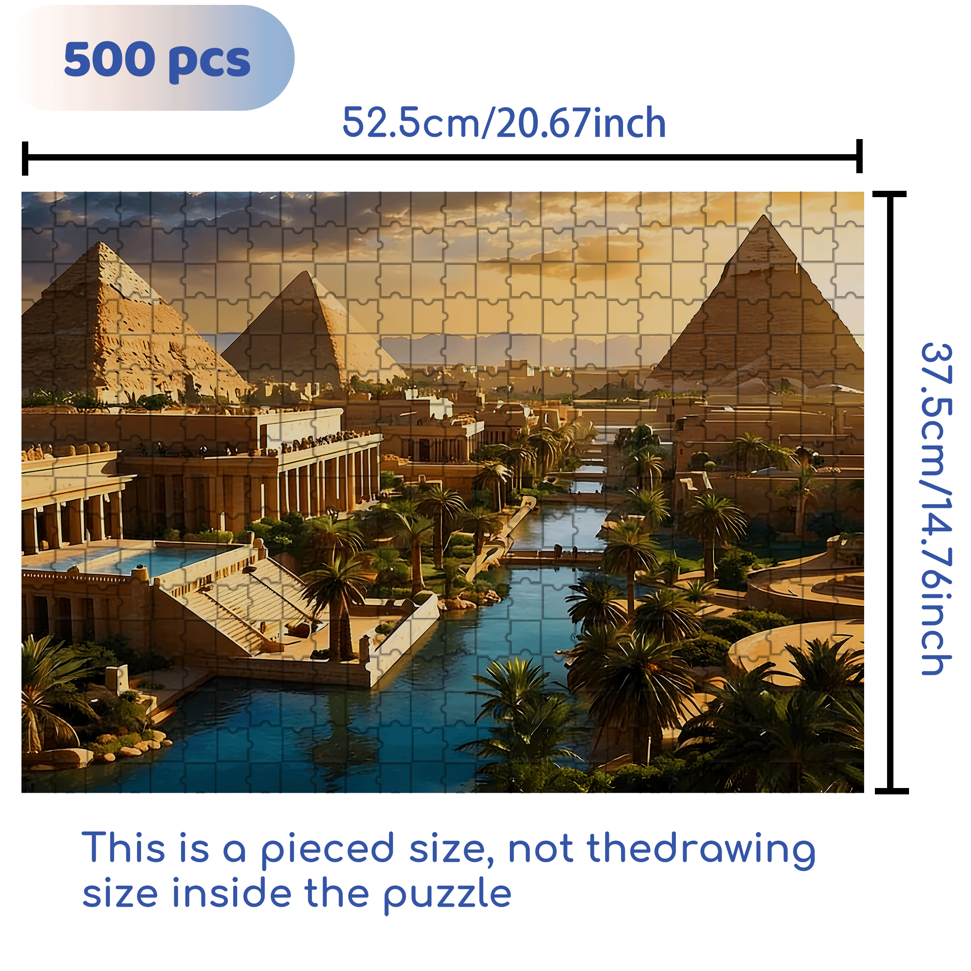 The Egyptian Pyramids 500pcs/1000pcs Jigsaw Puzzle, Scratch-Resistant, Interactive Family Game & Brain-Boosting DIY Decor, Perfect for Halloween, Christmas & New Year Gifts, Family Puzzle Game
