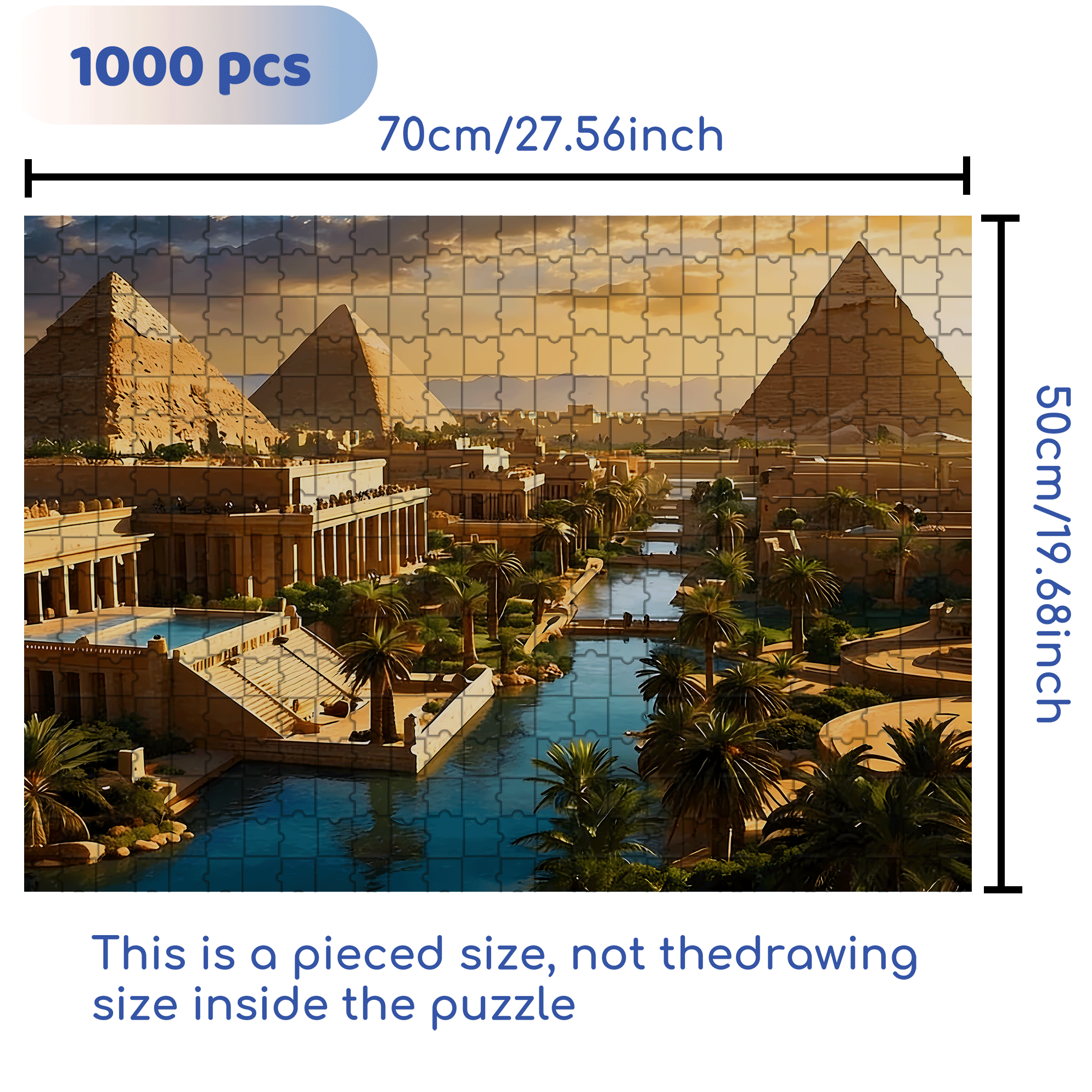 The Egyptian Pyramids 500pcs/1000pcs Jigsaw Puzzle, Scratch-Resistant, Interactive Family Game & Brain-Boosting DIY Decor, Perfect for Halloween, Christmas & New Year Gifts, Family Puzzle Game