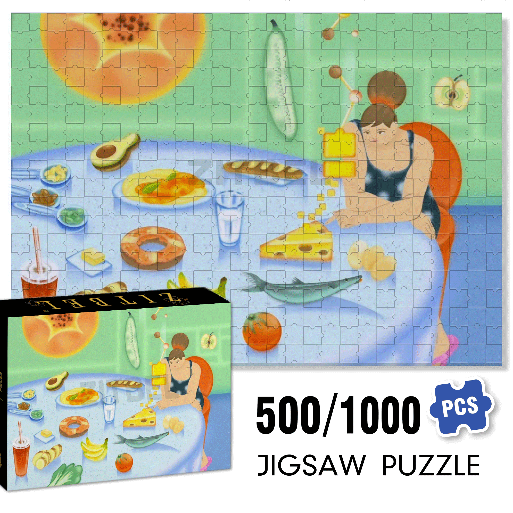 Understanding Food 500pcs/1000pcs Jigsaw Puzzle, Scratch-Resistant, Interactive Family Game & Brain-Boosting DIY Decor, Perfect for Halloween, Christmas & New Year Gifts, Family Puzzle Game