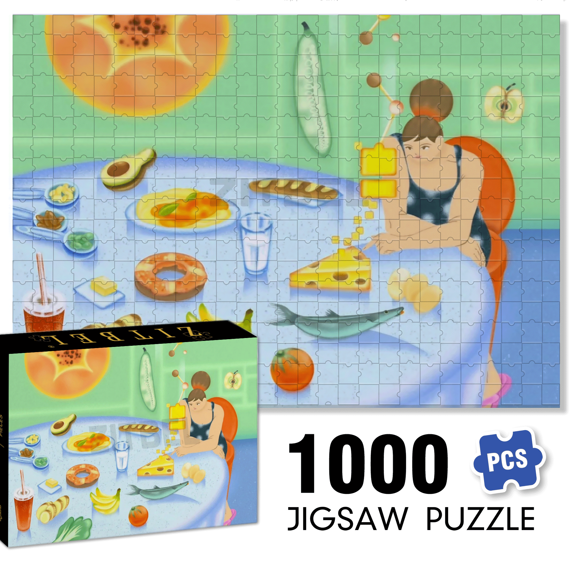 Understanding Food 500pcs/1000pcs Jigsaw Puzzle, Scratch-Resistant, Interactive Family Game & Brain-Boosting DIY Decor, Perfect for Halloween, Christmas & New Year Gifts, Family Puzzle Game