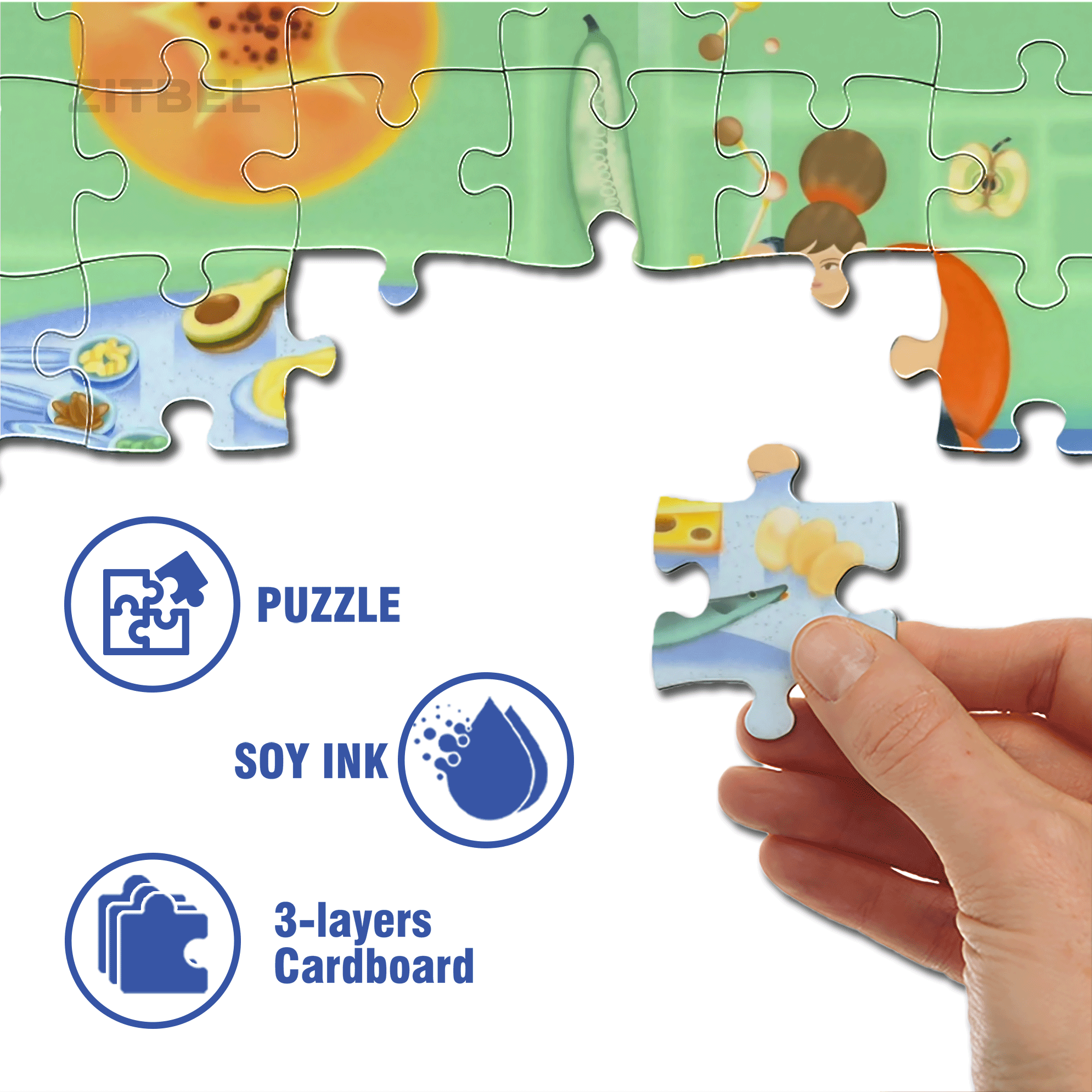 Understanding Food 500pcs/1000pcs Jigsaw Puzzle, Scratch-Resistant, Interactive Family Game & Brain-Boosting DIY Decor, Perfect for Halloween, Christmas & New Year Gifts, Family Puzzle Game