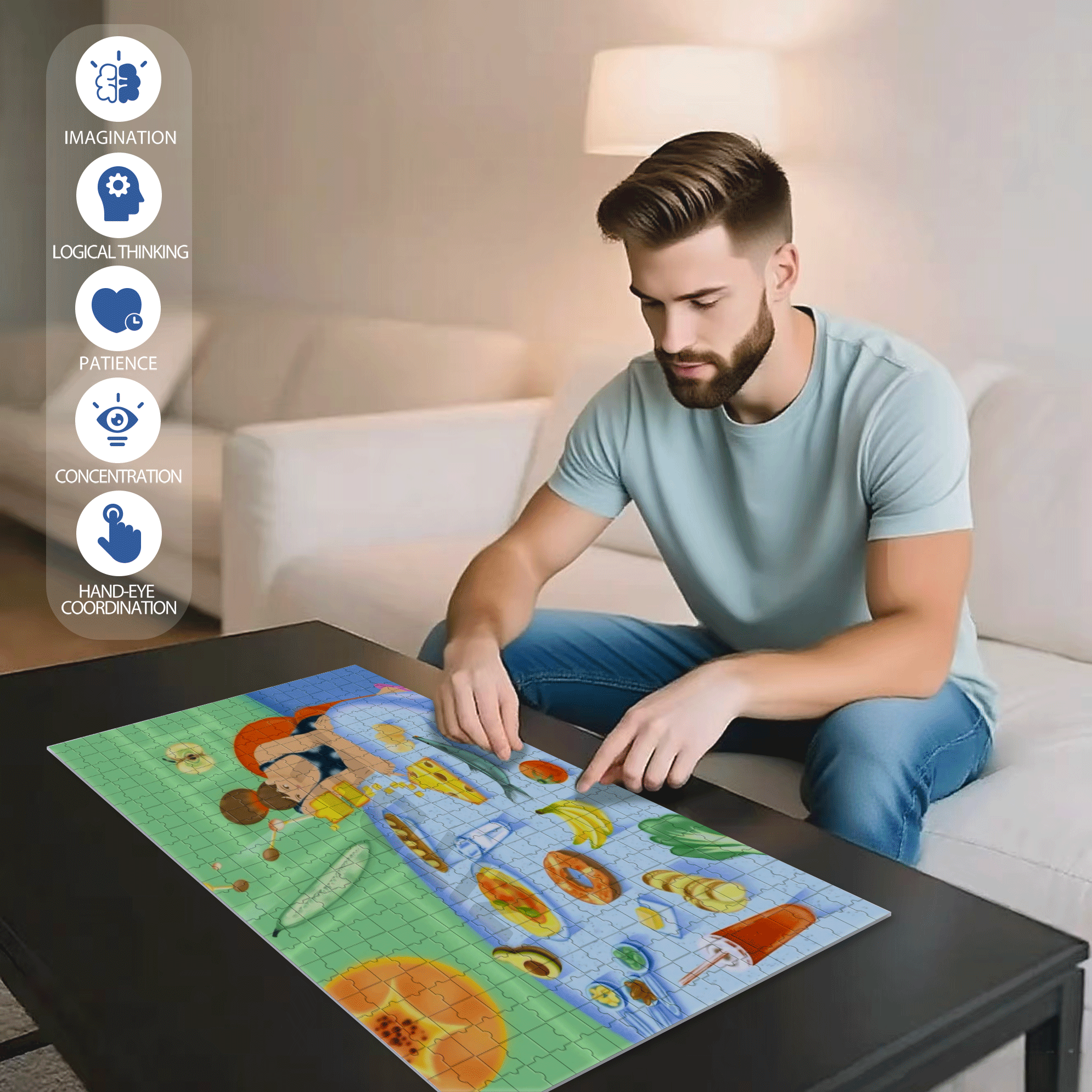 Understanding Food 500pcs/1000pcs Jigsaw Puzzle, Scratch-Resistant, Interactive Family Game & Brain-Boosting DIY Decor, Perfect for Halloween, Christmas & New Year Gifts, Family Puzzle Game