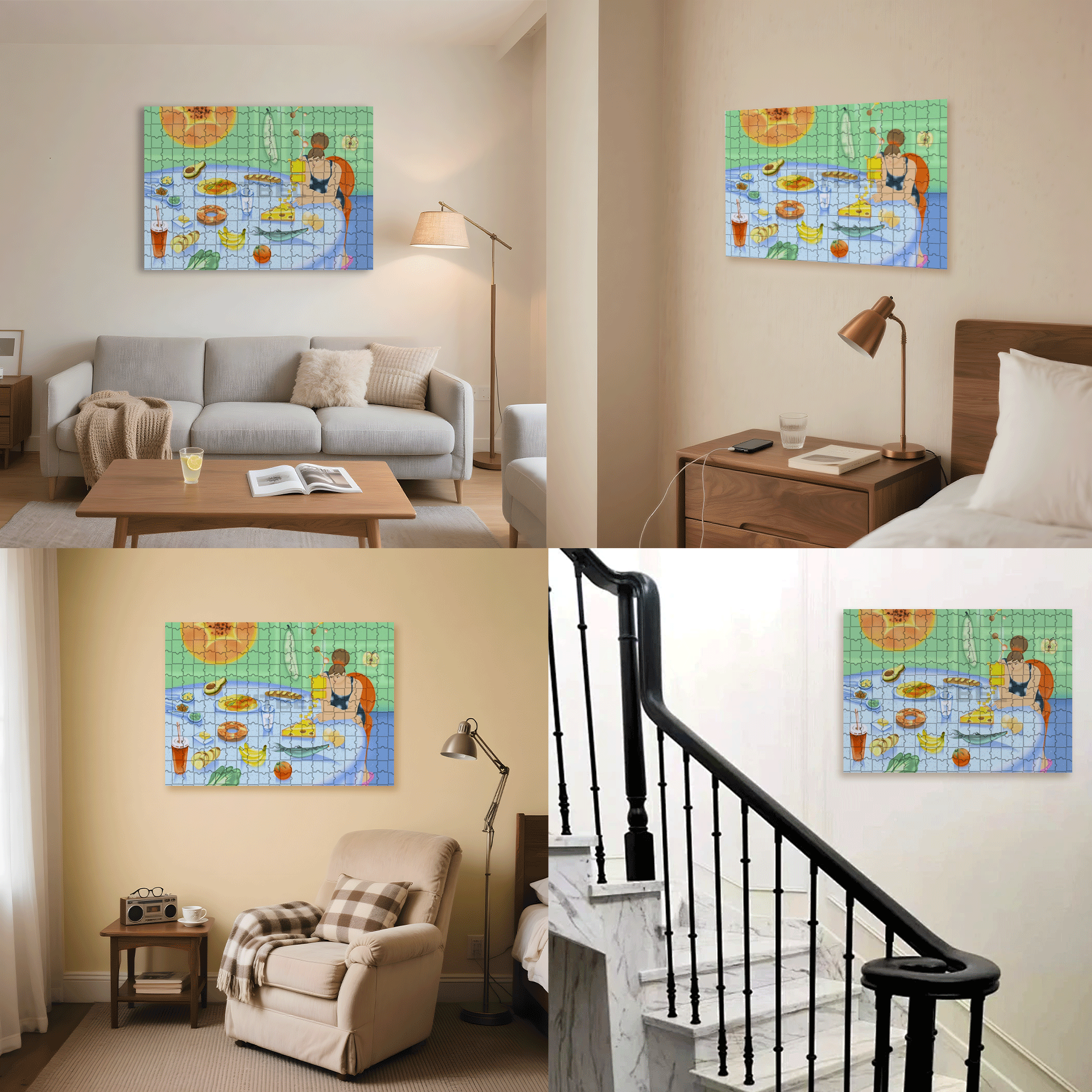 Understanding Food 500pcs/1000pcs Jigsaw Puzzle, Scratch-Resistant, Interactive Family Game & Brain-Boosting DIY Decor, Perfect for Halloween, Christmas & New Year Gifts, Family Puzzle Game