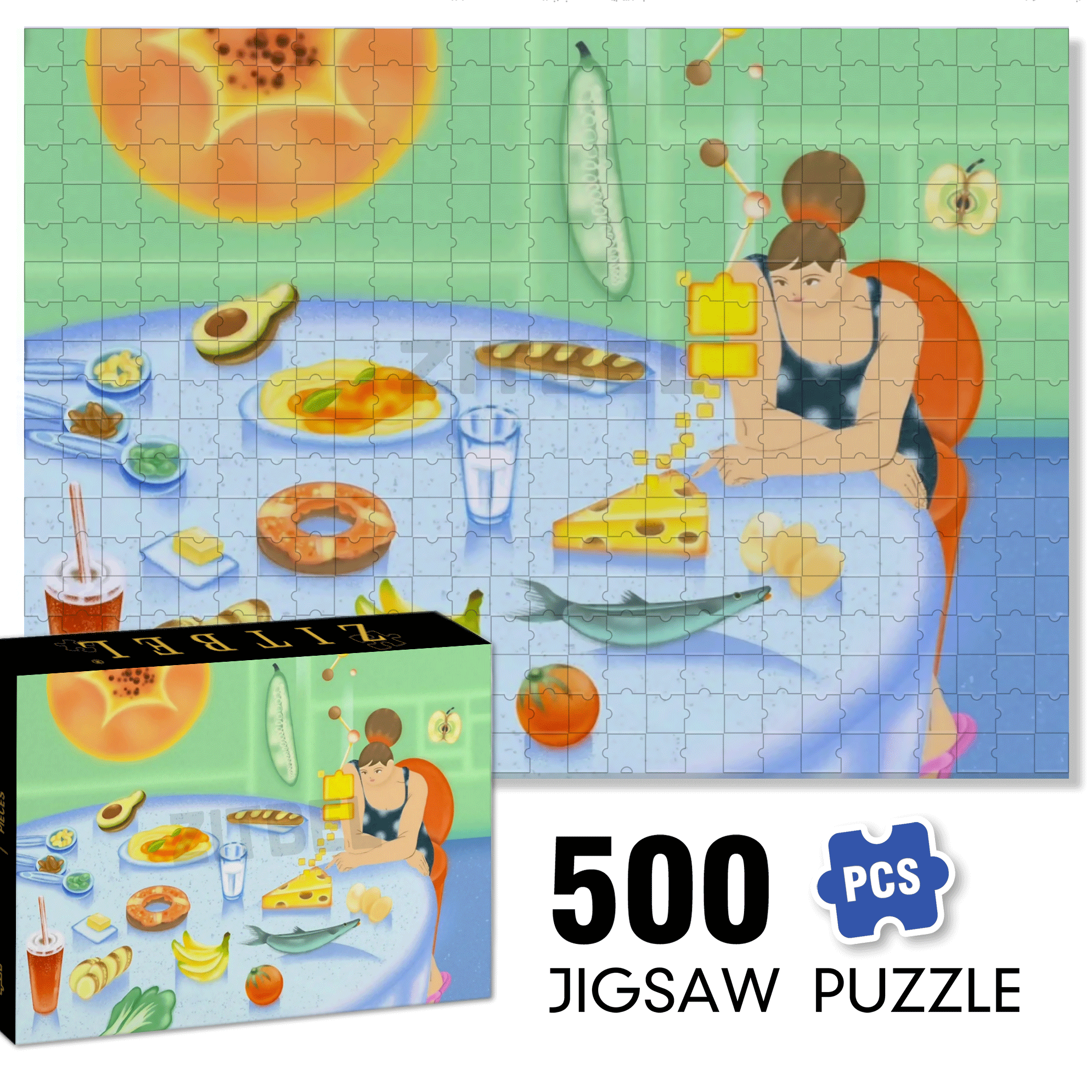 Understanding Food 500pcs/1000pcs Jigsaw Puzzle, Scratch-Resistant, Interactive Family Game & Brain-Boosting DIY Decor, Perfect for Halloween, Christmas & New Year Gifts, Family Puzzle Game