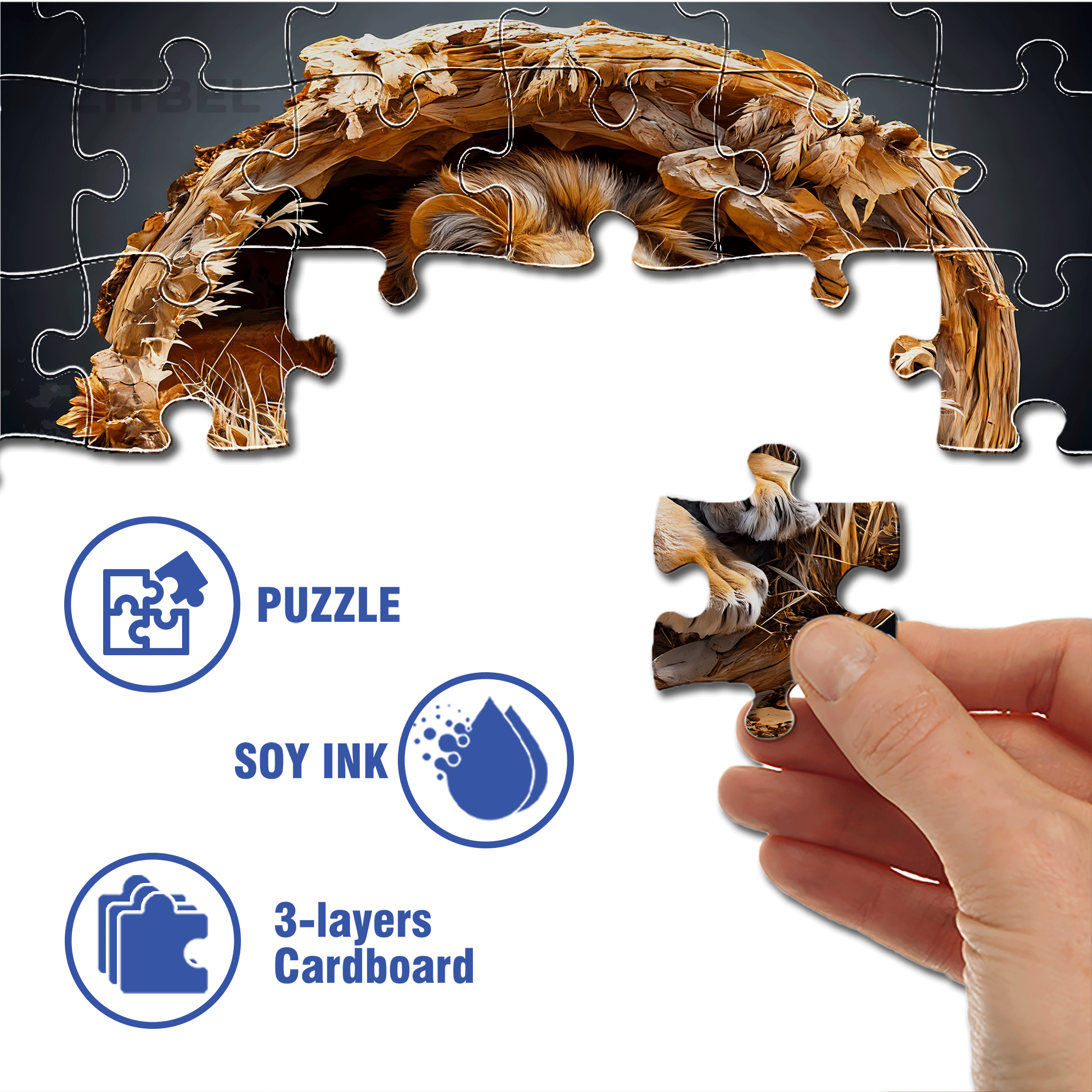 Unique Male Lion 500pcs/1000pcs Jigsaw Puzzle, Scratch-Resistant, Interactive Family Game & Brain-Boosting DIY Decor, Perfect for Halloween, Christmas & New Year Gifts, Family Puzzle Game