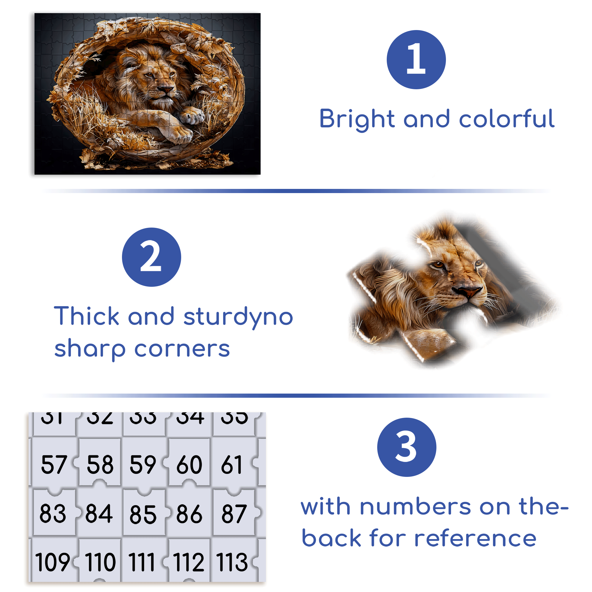 Unique Male Lion 500pcs/1000pcs Jigsaw Puzzle, Scratch-Resistant, Interactive Family Game & Brain-Boosting DIY Decor, Perfect for Halloween, Christmas & New Year Gifts, Family Puzzle Game