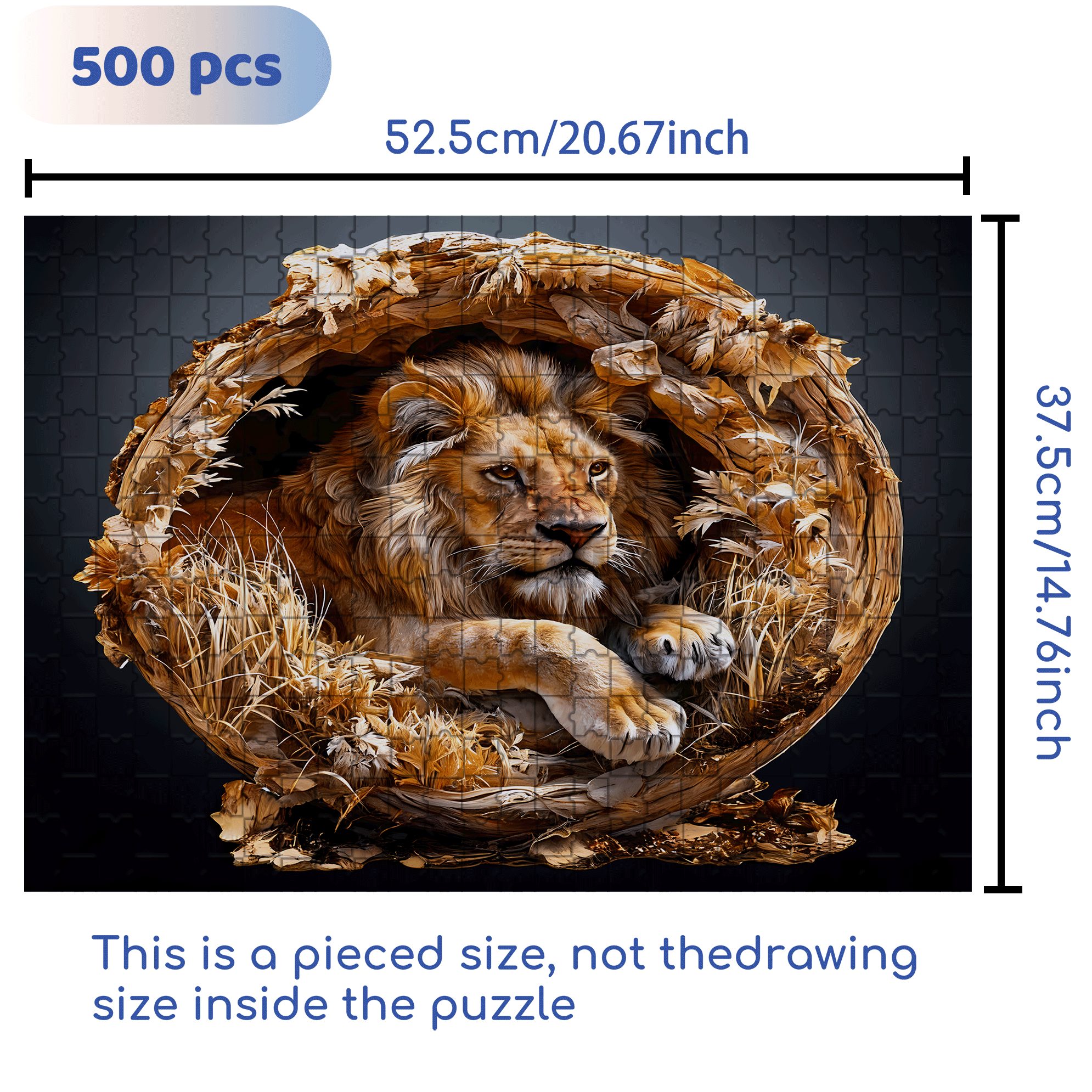 Unique Male Lion 500pcs/1000pcs Jigsaw Puzzle, Scratch-Resistant, Interactive Family Game & Brain-Boosting DIY Decor, Perfect for Halloween, Christmas & New Year Gifts, Family Puzzle Game
