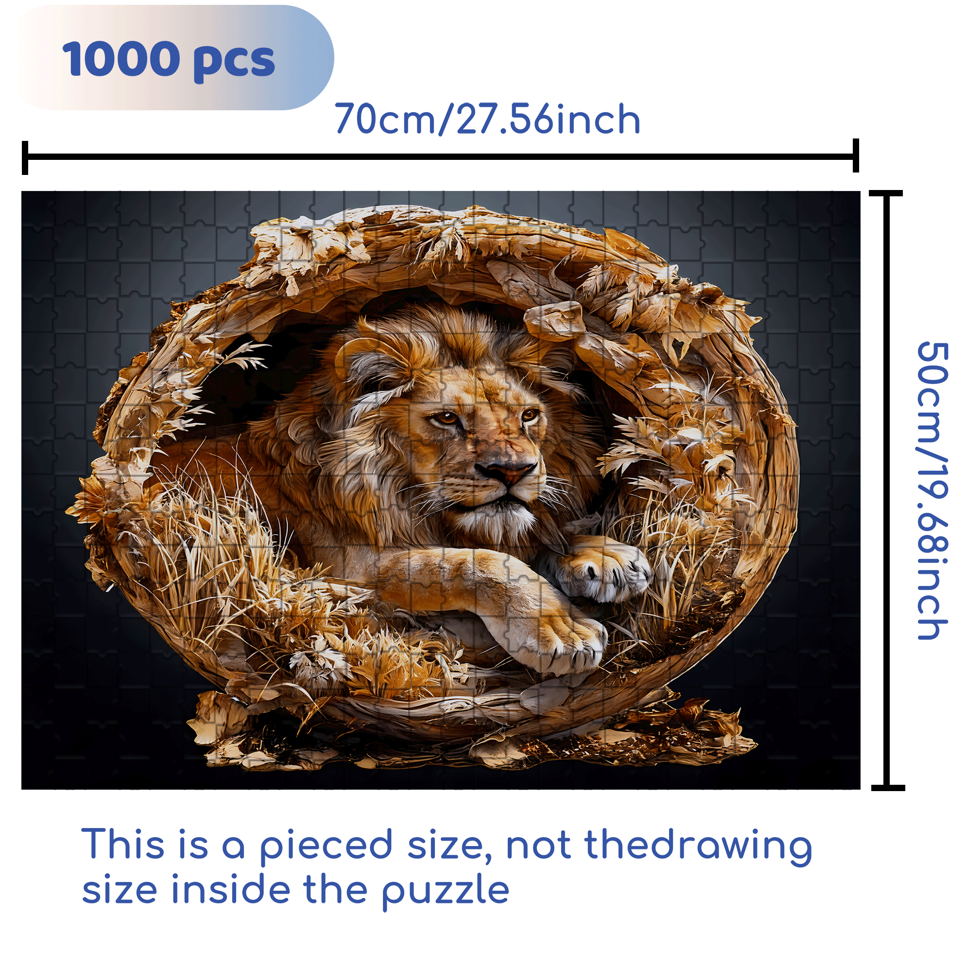 Unique Male Lion 500pcs/1000pcs Jigsaw Puzzle, Scratch-Resistant, Interactive Family Game & Brain-Boosting DIY Decor, Perfect for Halloween, Christmas & New Year Gifts, Family Puzzle Game