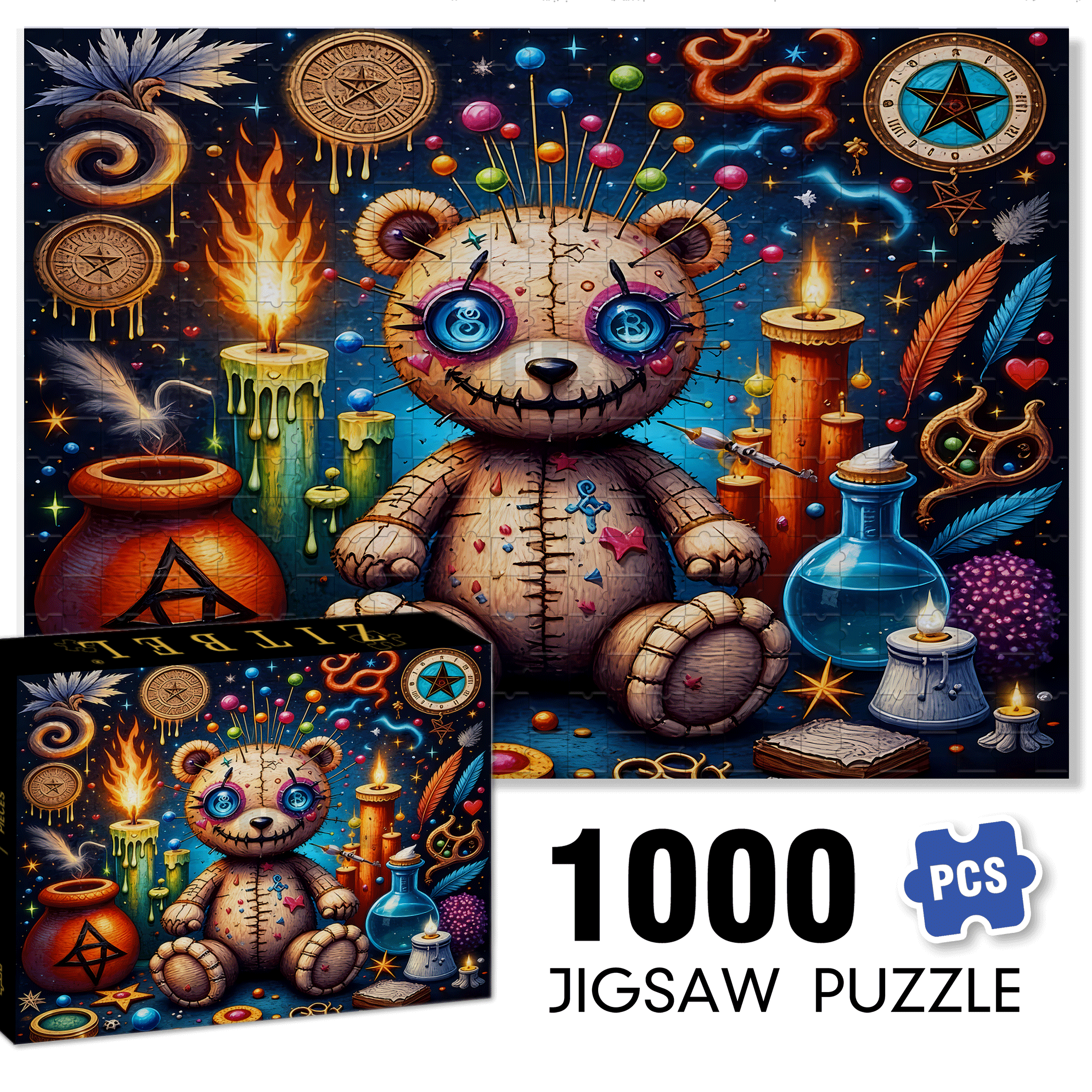 Voodoo Ritual 500pcs/1000pcs Jigsaw Puzzle, Scratch-Resistant, Interactive Family Game & Brain-Boosting DIY Decor, Perfect for Halloween, Christmas & New Year Gifts, Family Puzzle Game